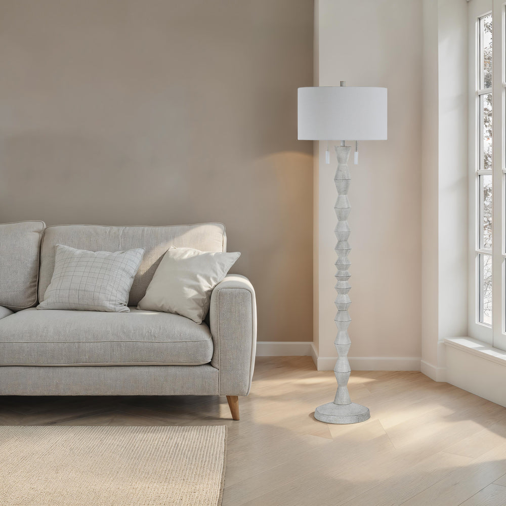 Sorriso 75.0" Height Floor Lamps, White Wood Texture - White Label Lifestyle Image - LPF3193EV