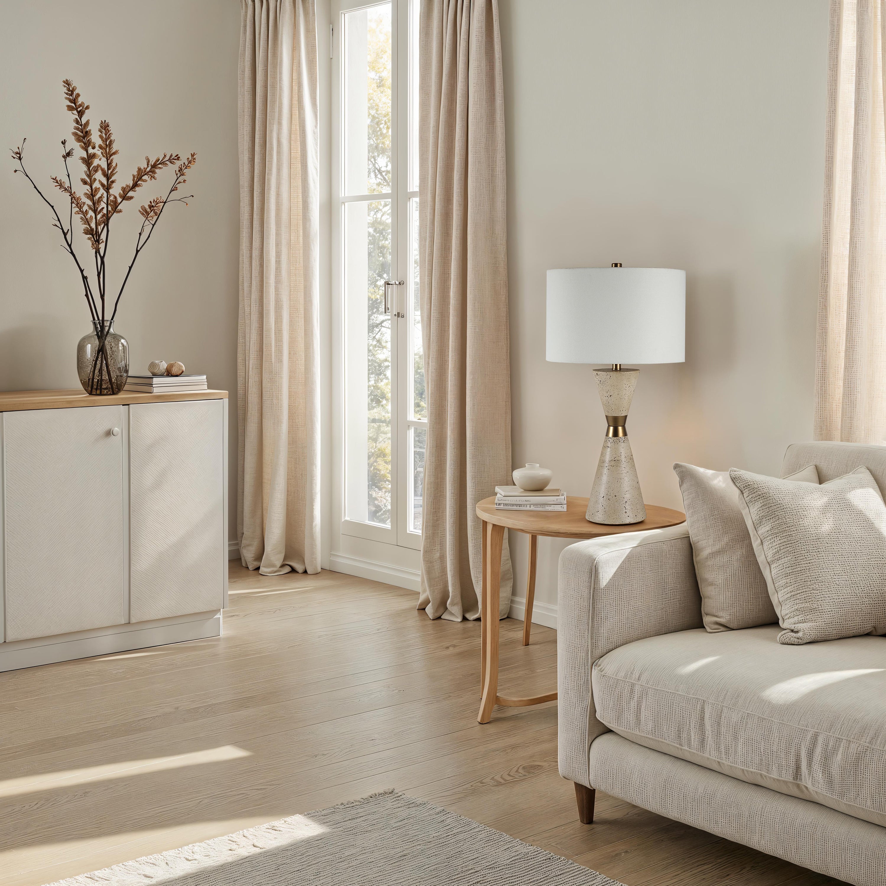 Veza 28.75" Height Table Lamps, Faux Beige Travertine - Lifestyle Image - LPT1387EV