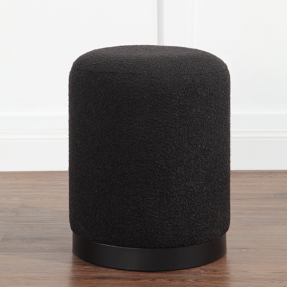 Castillo Indoor Boucle Ottoman, Black - Lifestyle Image - CHA092