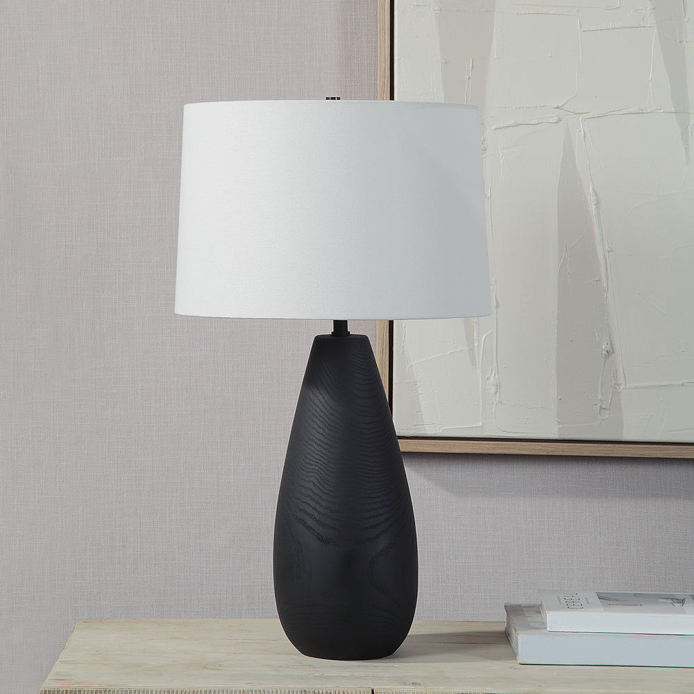 Tala 30" Tall Powder Coated Matte Black Iron Table Lamp with Tapered Linen Shade - Lifestyle Image - LPT1261