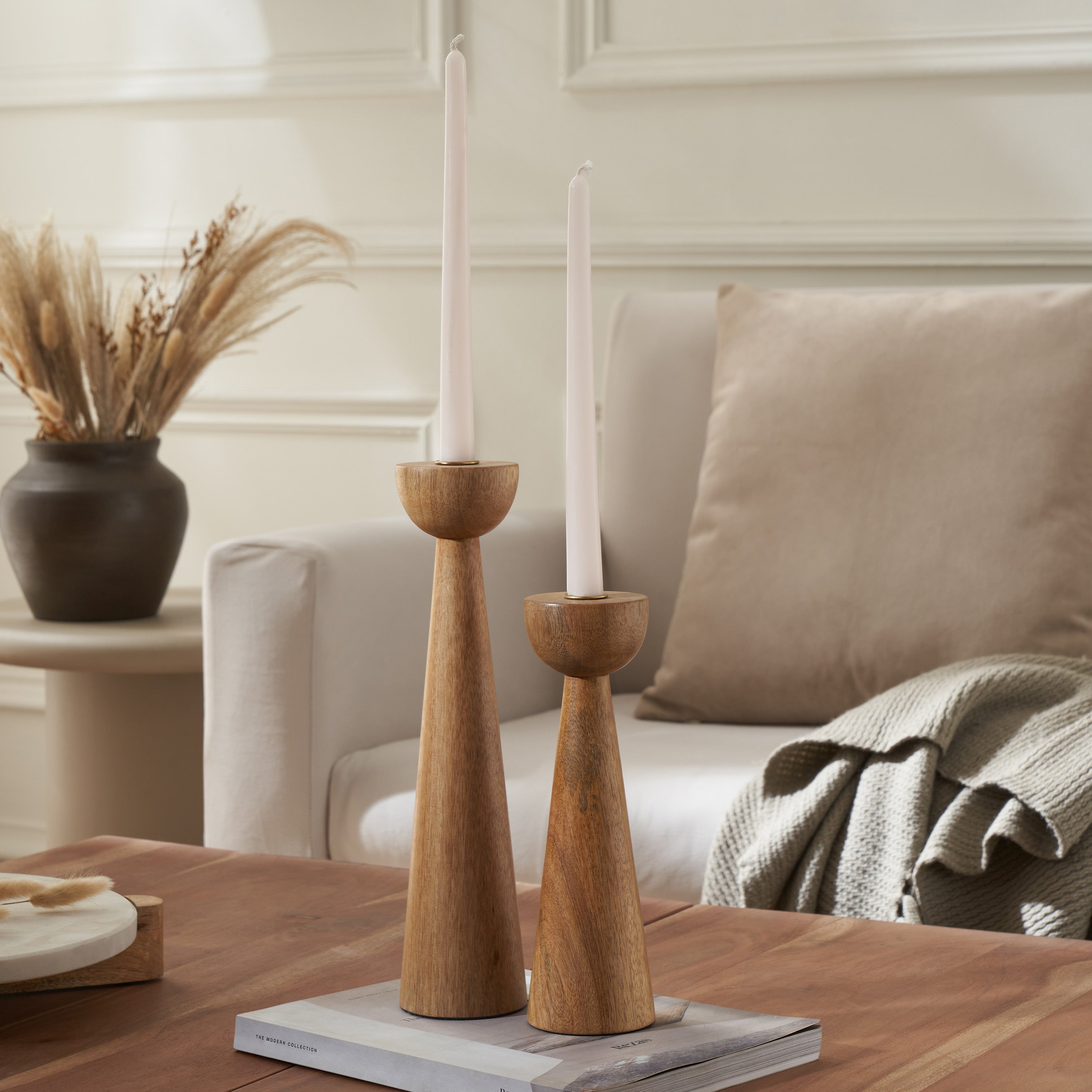 Laurier Candle Holder, Light Brown - Lifestyle Image - CAN186