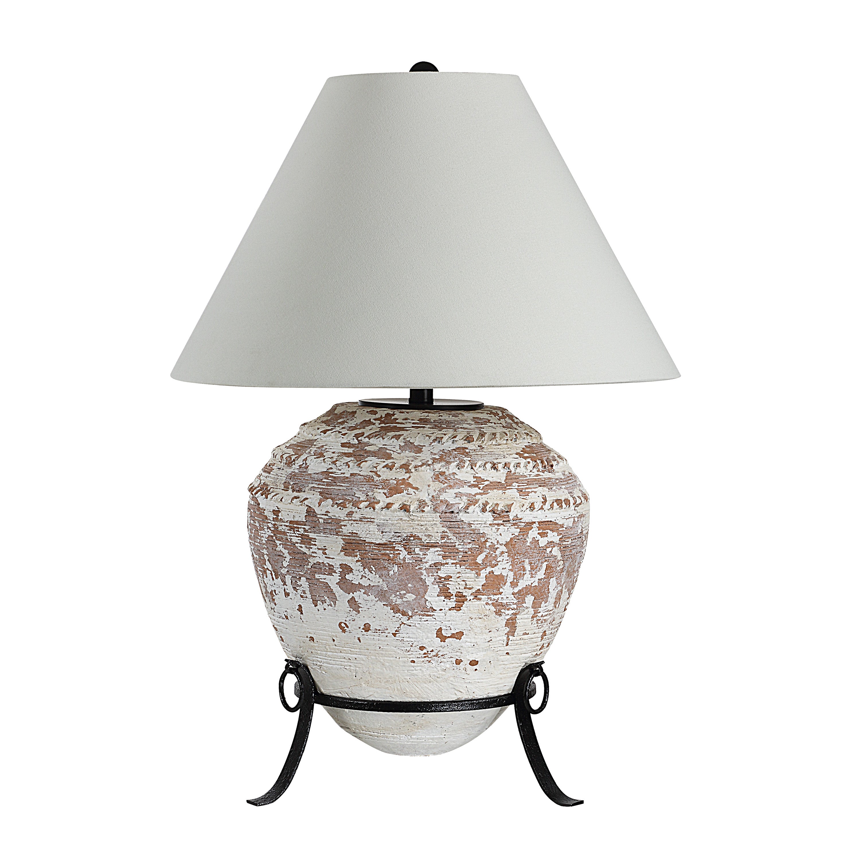 Silis 29.5" Height Table Lamps, Textured Ceramic (Off White And Brown) - Angle Image - LPT1375EV