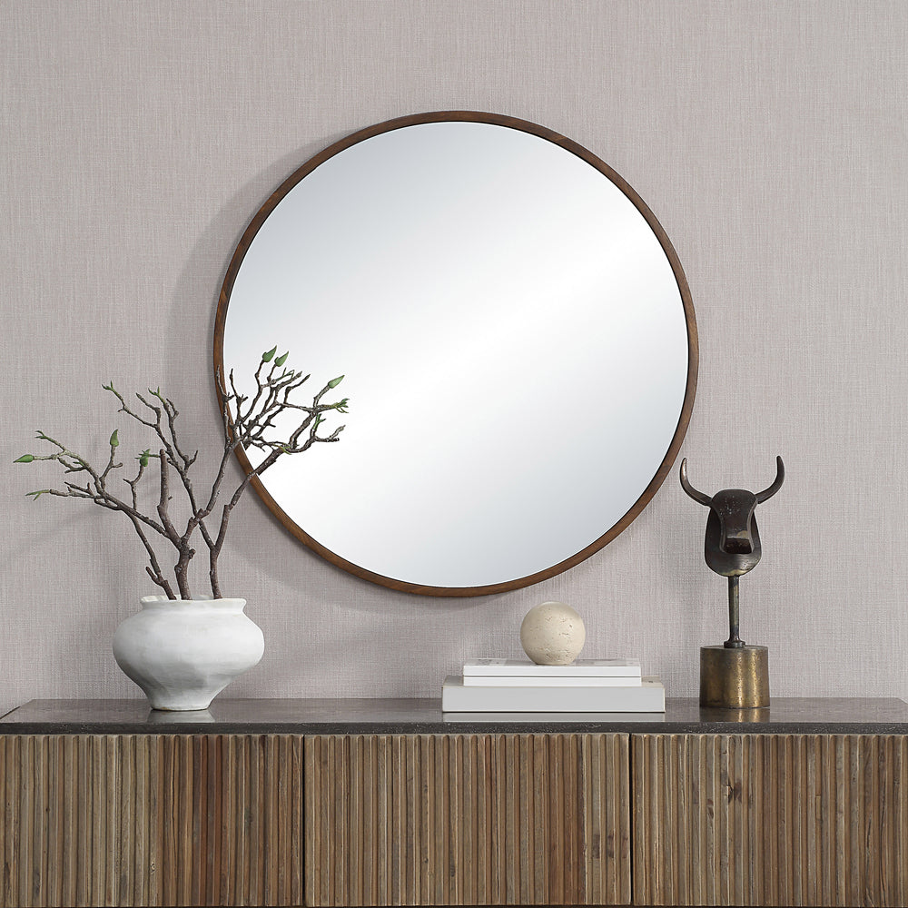 Modi 30" H x 30" W Wall Mirror, Brown - Lifestyle Image - MT2706