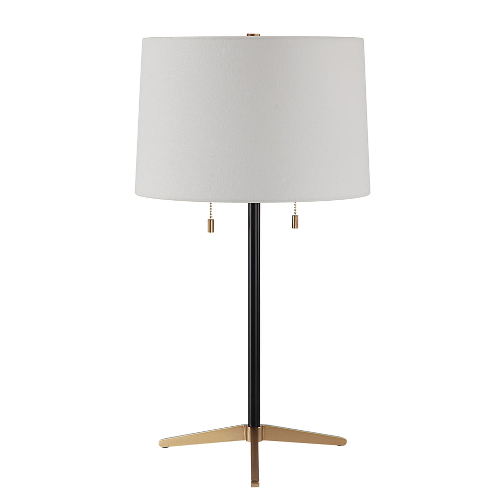 Orono 25" Tall Matte Black Iron Table Lamp with Tapered Linen Shade (Set of 2) - Additional Image 3 - LPT1265-SET2