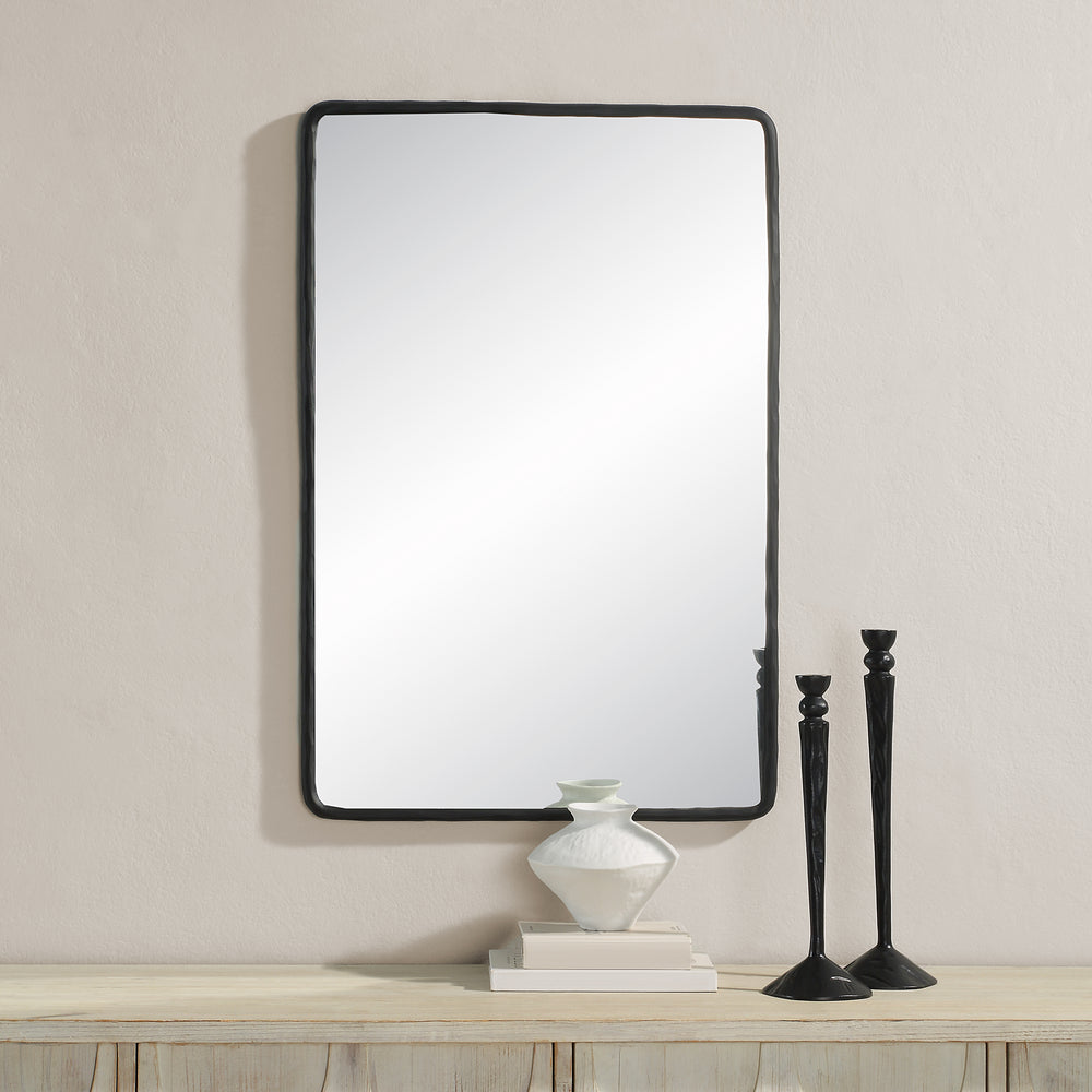 Jorah 36" Tall Rectangle Wall Mirror, Black - White Label Lifestyle Image - MT2674