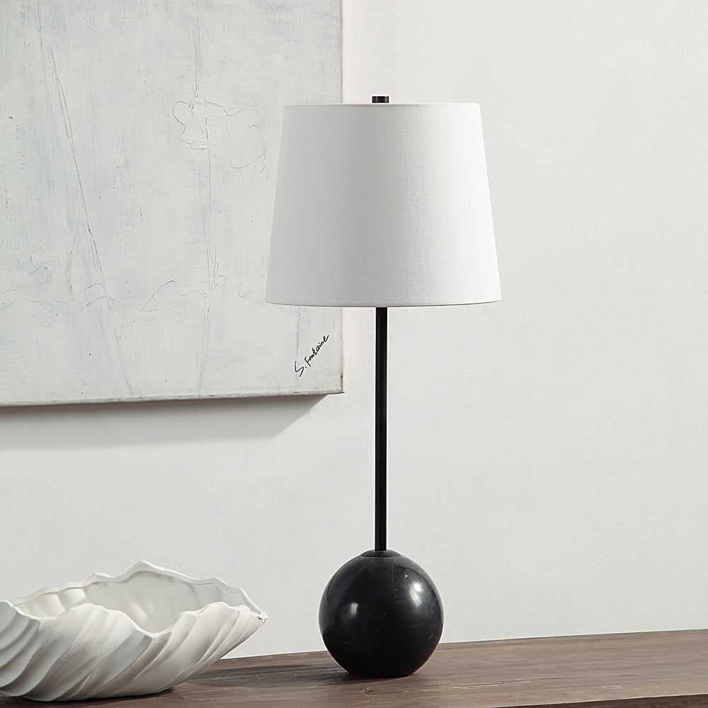 Bangor 27" Tall Matte Black Iron Table Lamp with Tapered Linen Shade (Set of 2) - Lifestyle Image - LPT1266-SET2