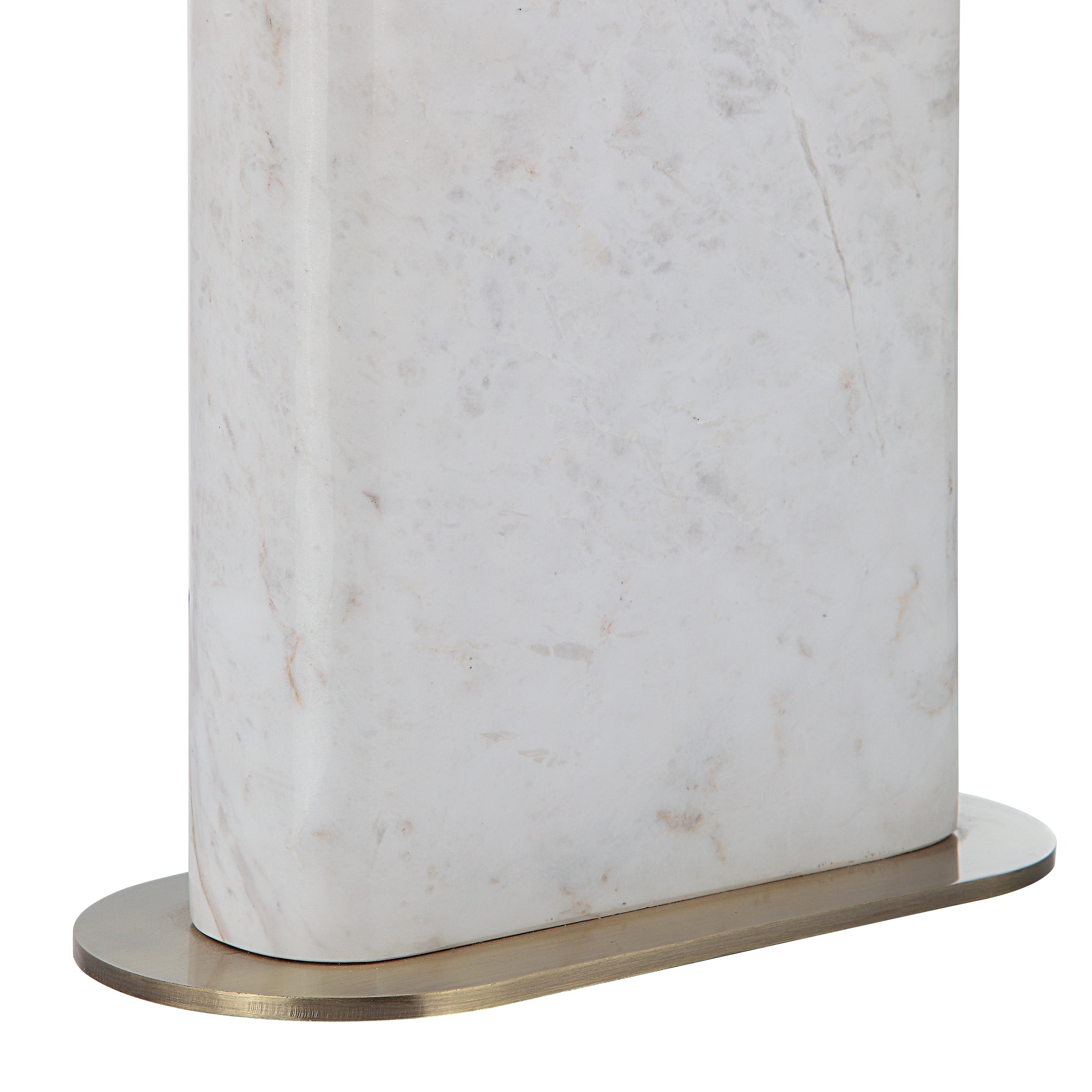 Irisa 27" Tall Plated Antique Brushed Brass Iron Table Lamp with Drum Linen Shade - Detail Image - LPT1258