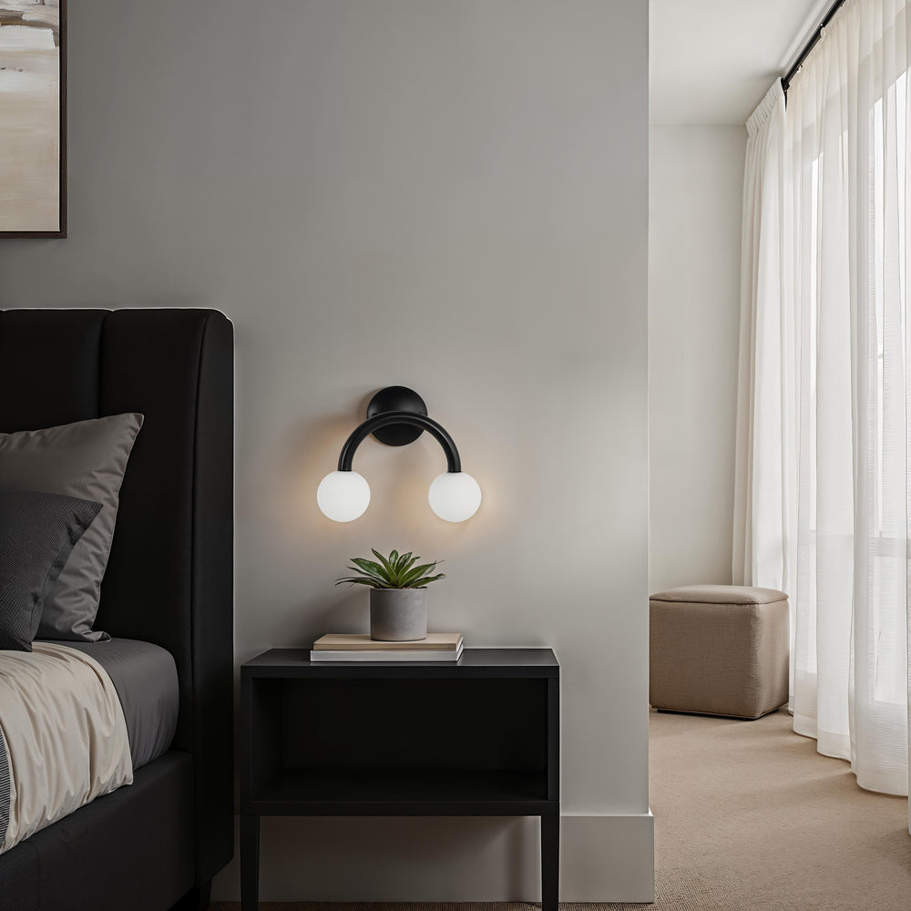 Santo 10.5" Height Wall Sconces, Matte Black - White Label Lifestyle Image - WS171
