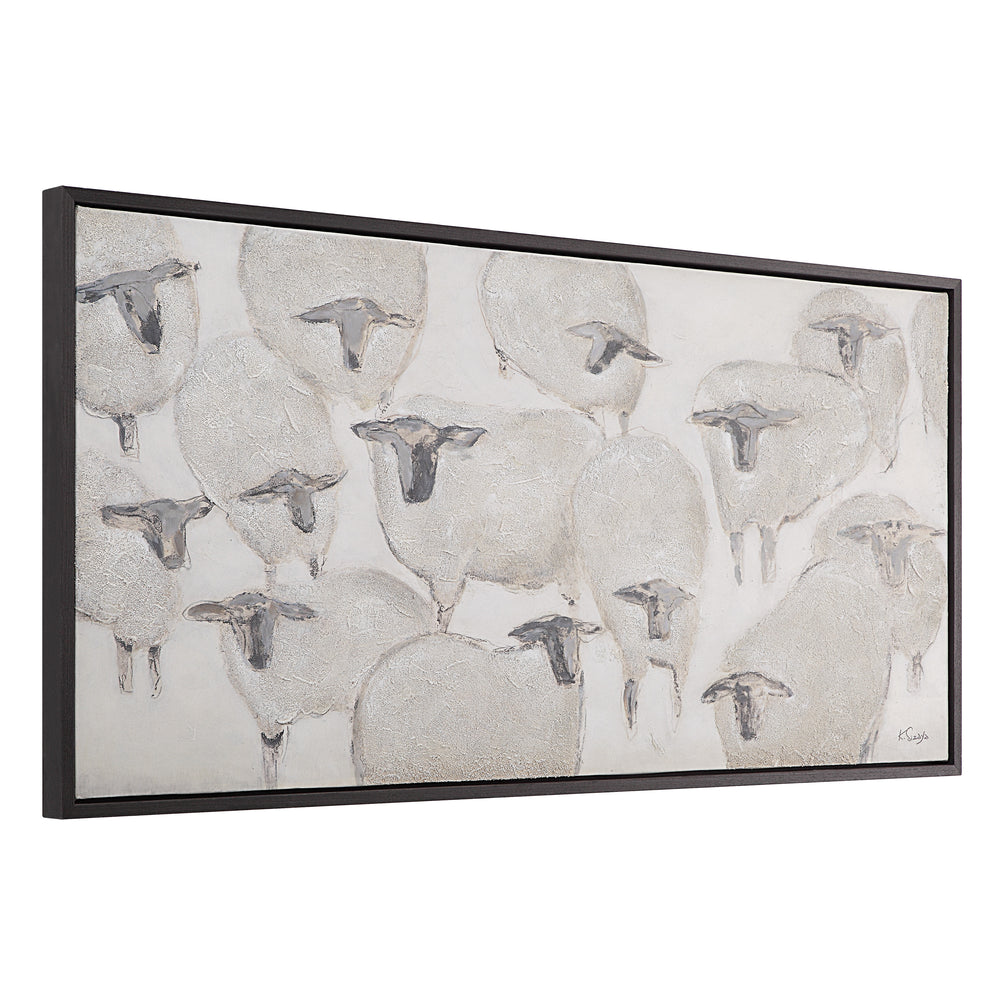 Shah 60" Wide Canvas Art with Wood Frame, Dark Grey - Angle Image - OL2162