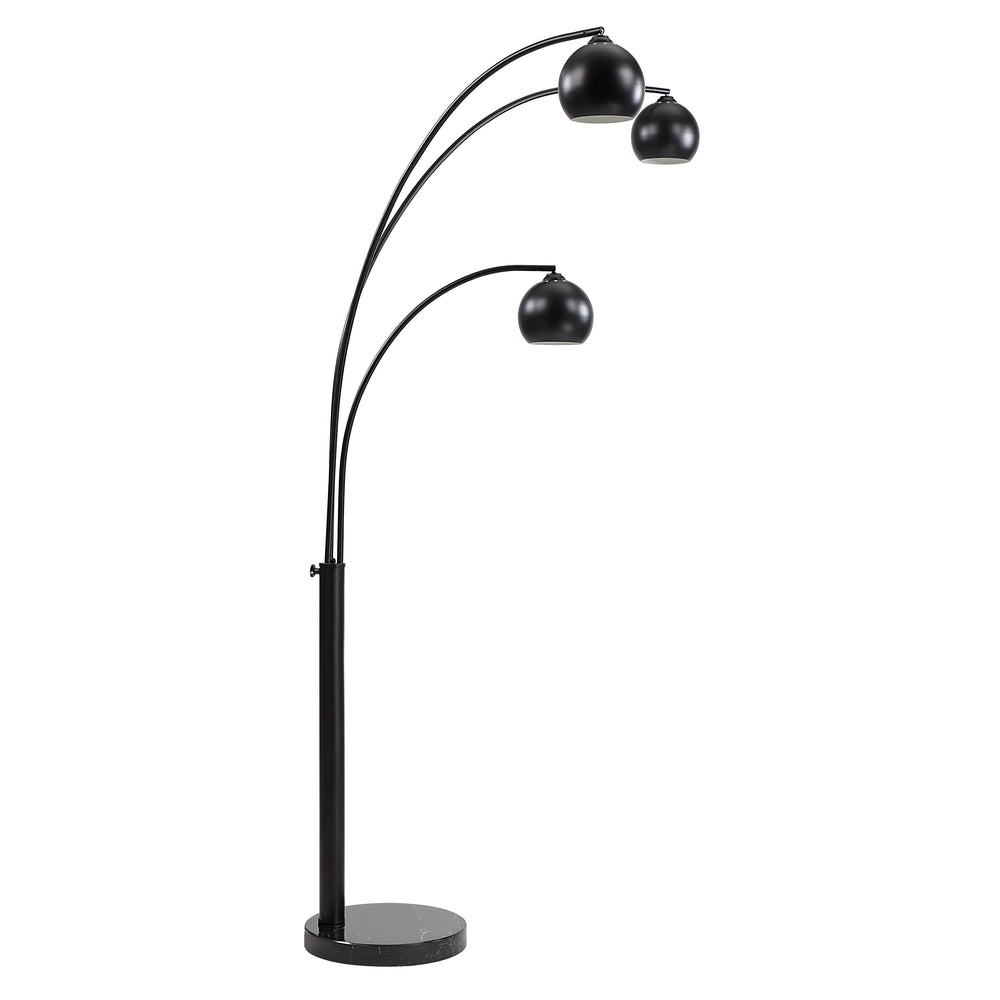 Folia 84" Tall Matte Black Floor Lamp with Dome Iron Shade - Angle Image - LPF3150