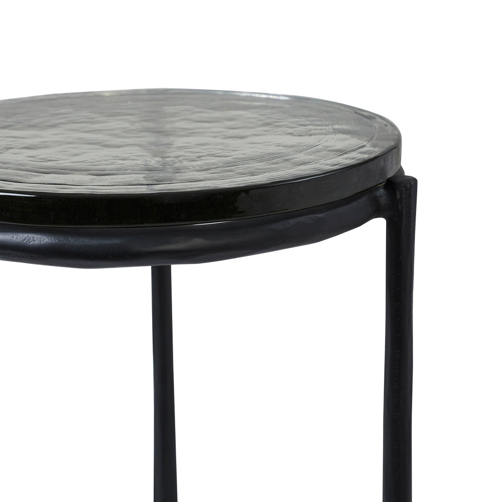 Avila Indoor Cast Aluminum Side Table, Black - Detail Image - TA500
