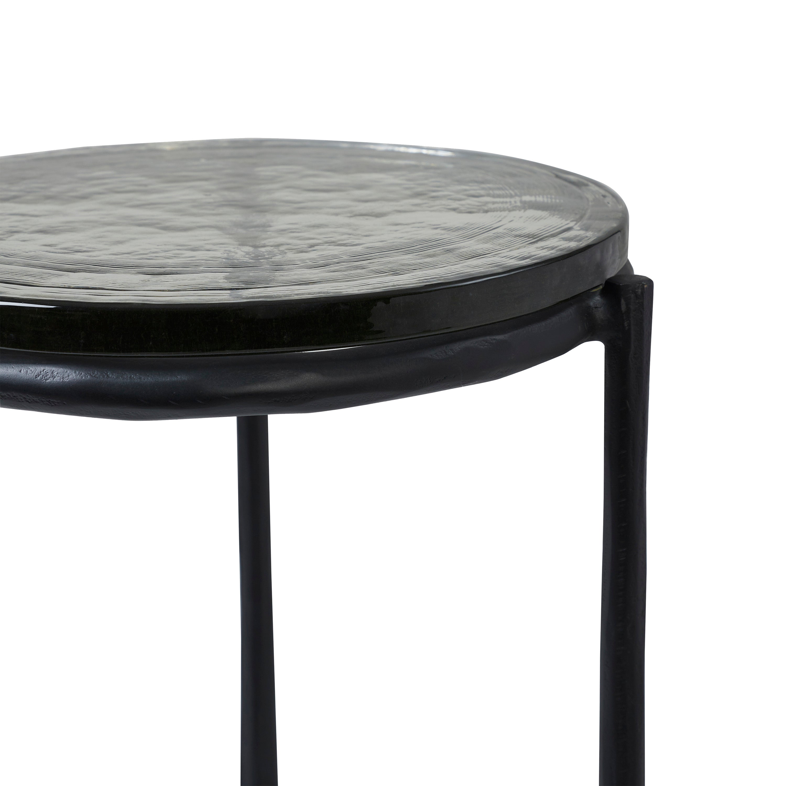 Avila Indoor Cast Aluminum Side Table, Black - Detail Image - TA500