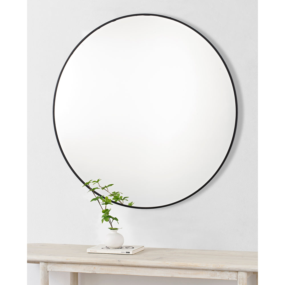 Posadas 36" Tall Round Wall Mirror, Black - Lifestyle Image - MT2527