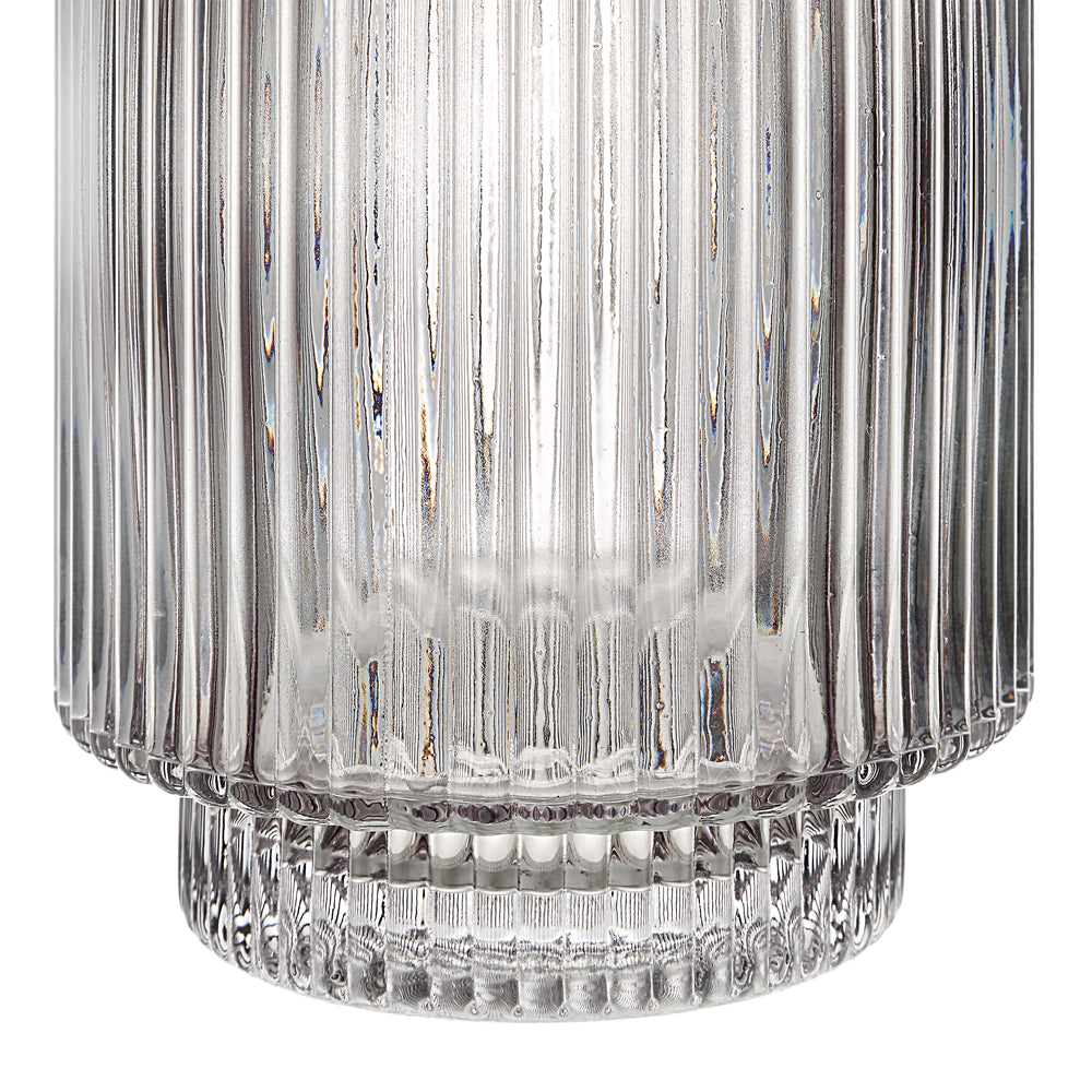 Amiens Indoor Mouth Blown Glass Glass Vase, Grey Fluted - Detail Image - VAS287