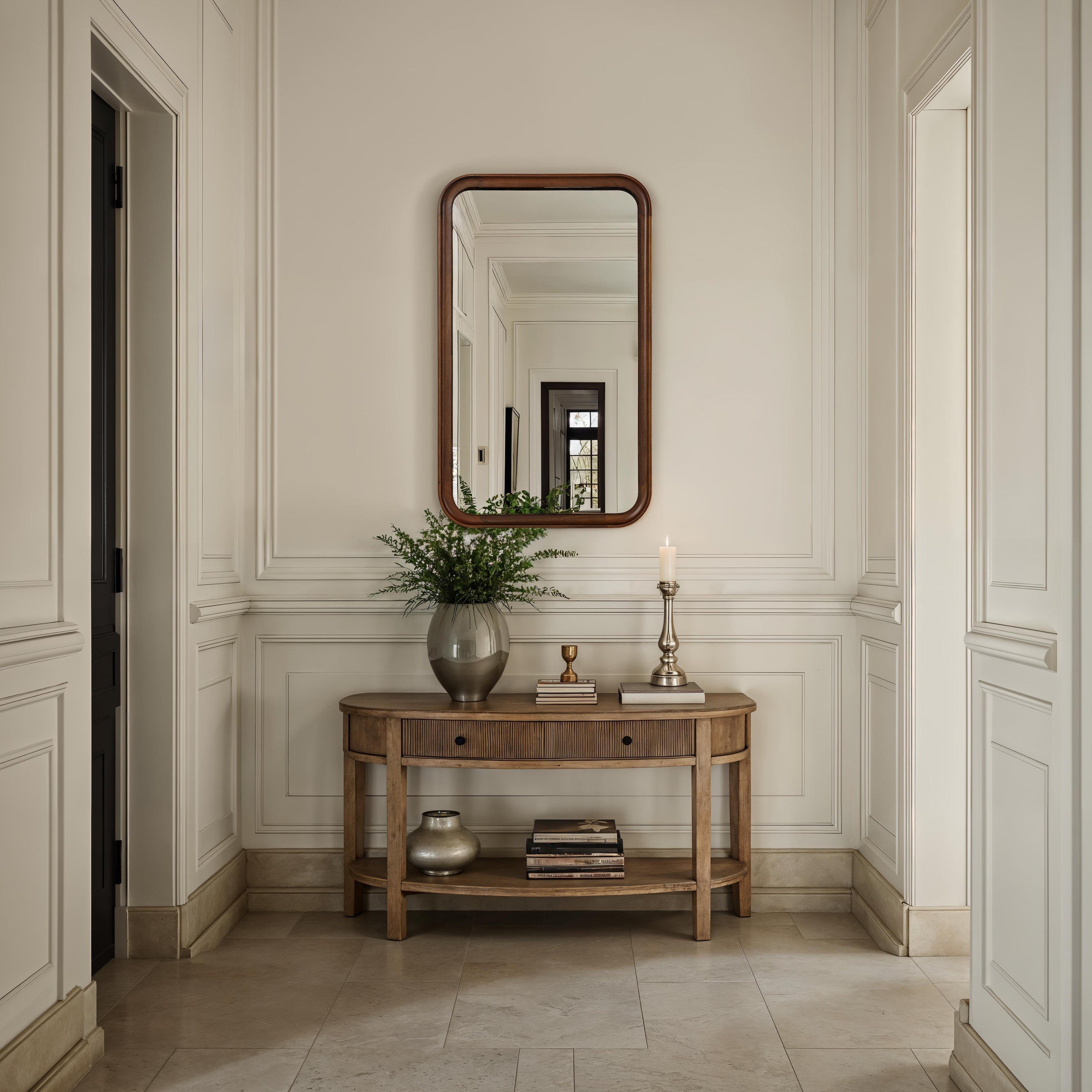 Salvia 40" H x 24" W Wall Mirror, Brown - White Label Lifestyle Image - MT2742