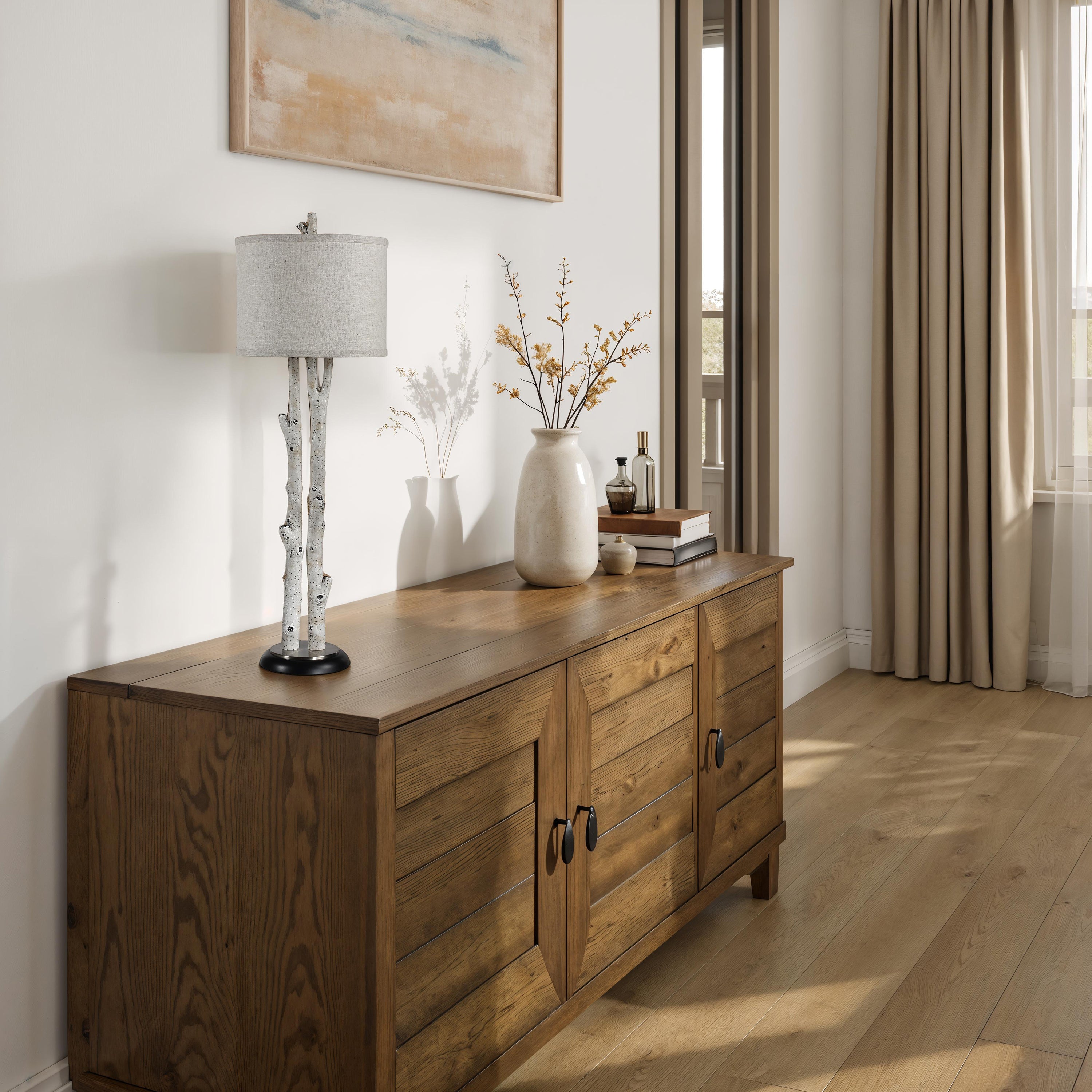 Leandro 35.25" Height Table Lamps, Faux Birch Tree - White Label Lifestyle Image - LPT1376EV