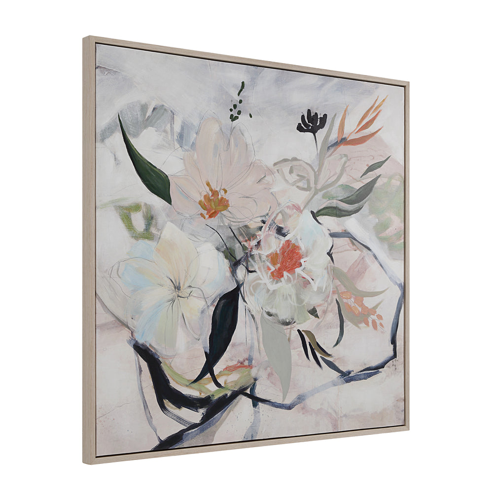 Daye 50" Wide Canvas Art with Wood Frame, Cream - Angle Image - OL2147