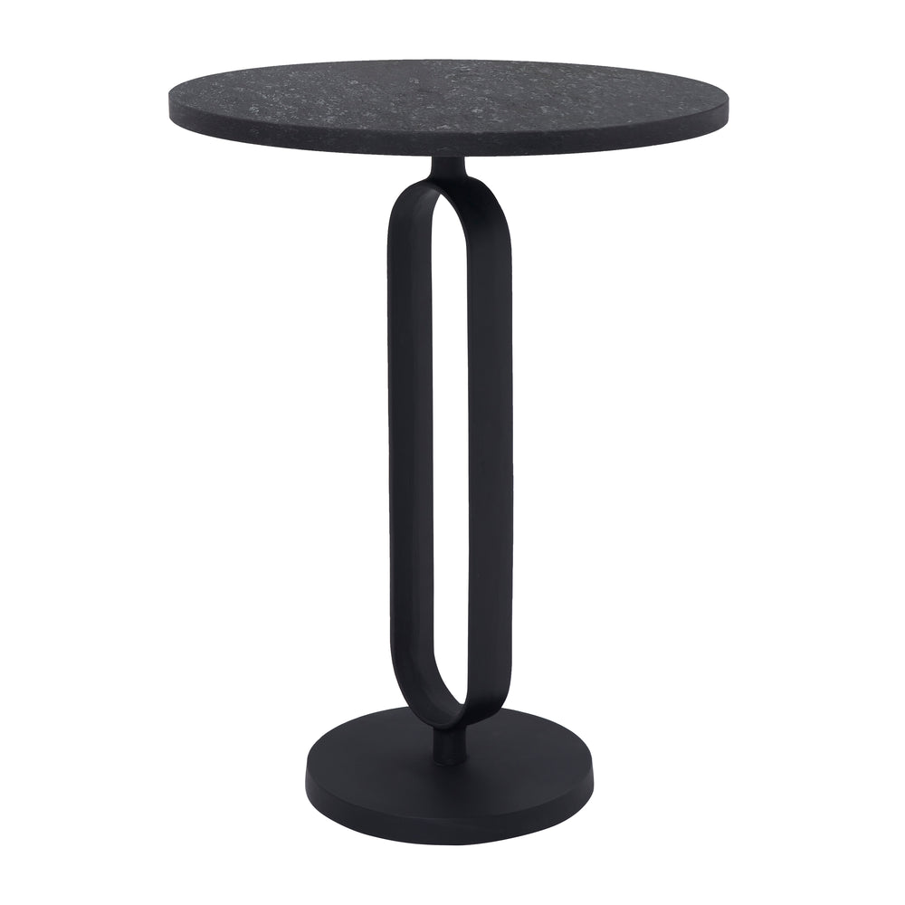 Eryx Indoor Cast Aluminum Side Table, Matte Black - Angle Image - TA472