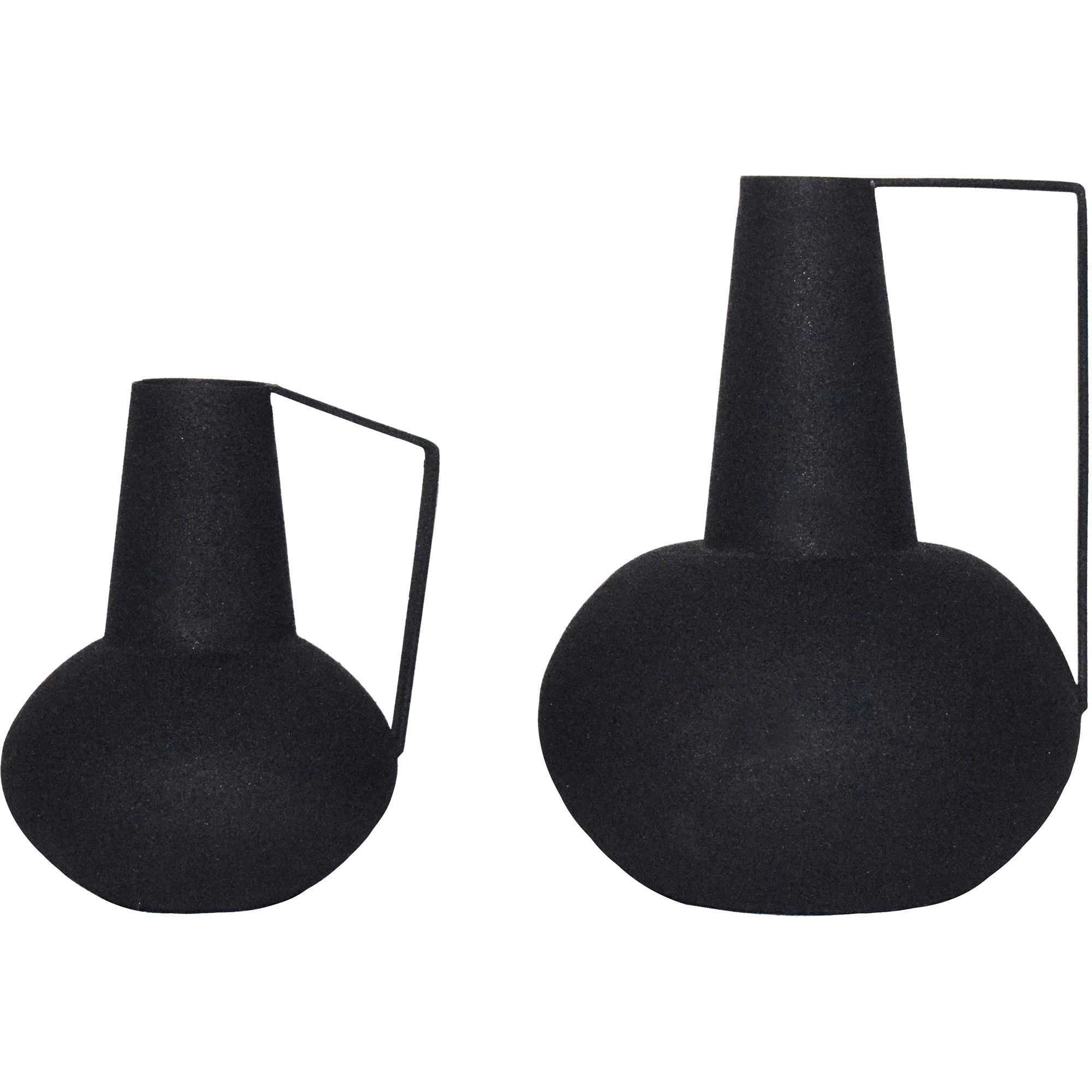 Monarda Indoor Iron Vase, Matte Black - Angle Image - VAS196