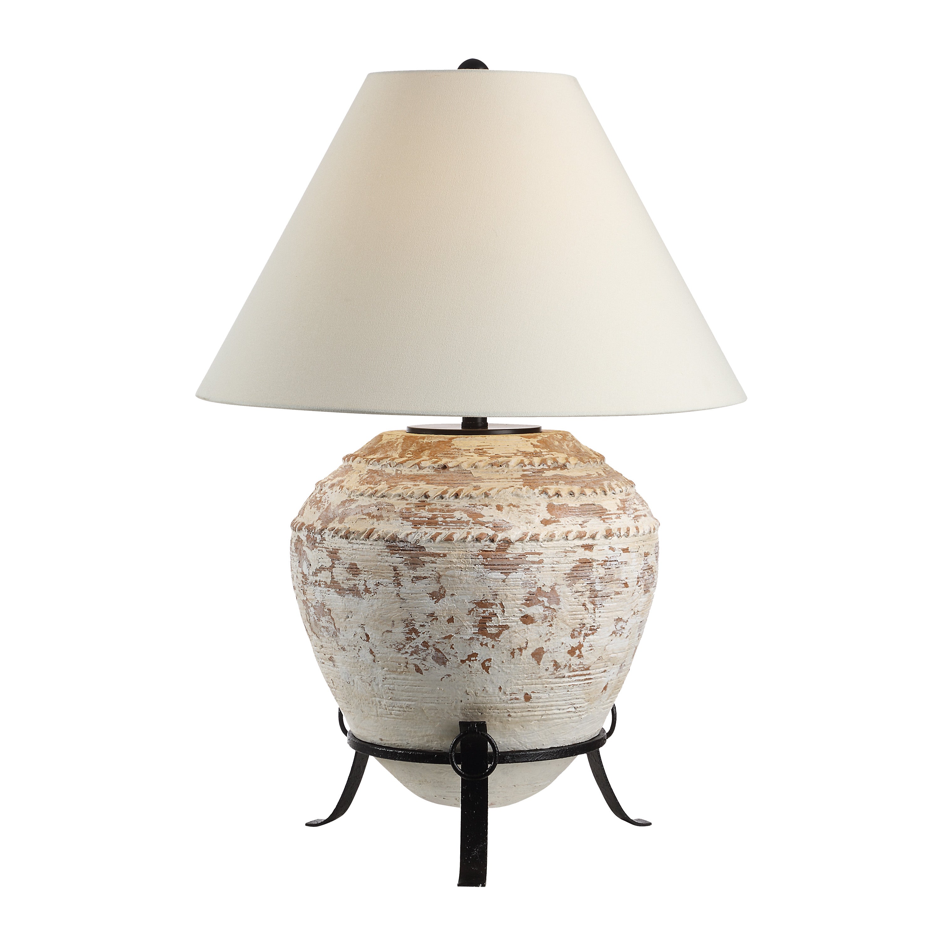Silis 29.5" Height Table Lamps, Textured Ceramic (Off White And Brown) - Additional Image 2 - LPT1375EV