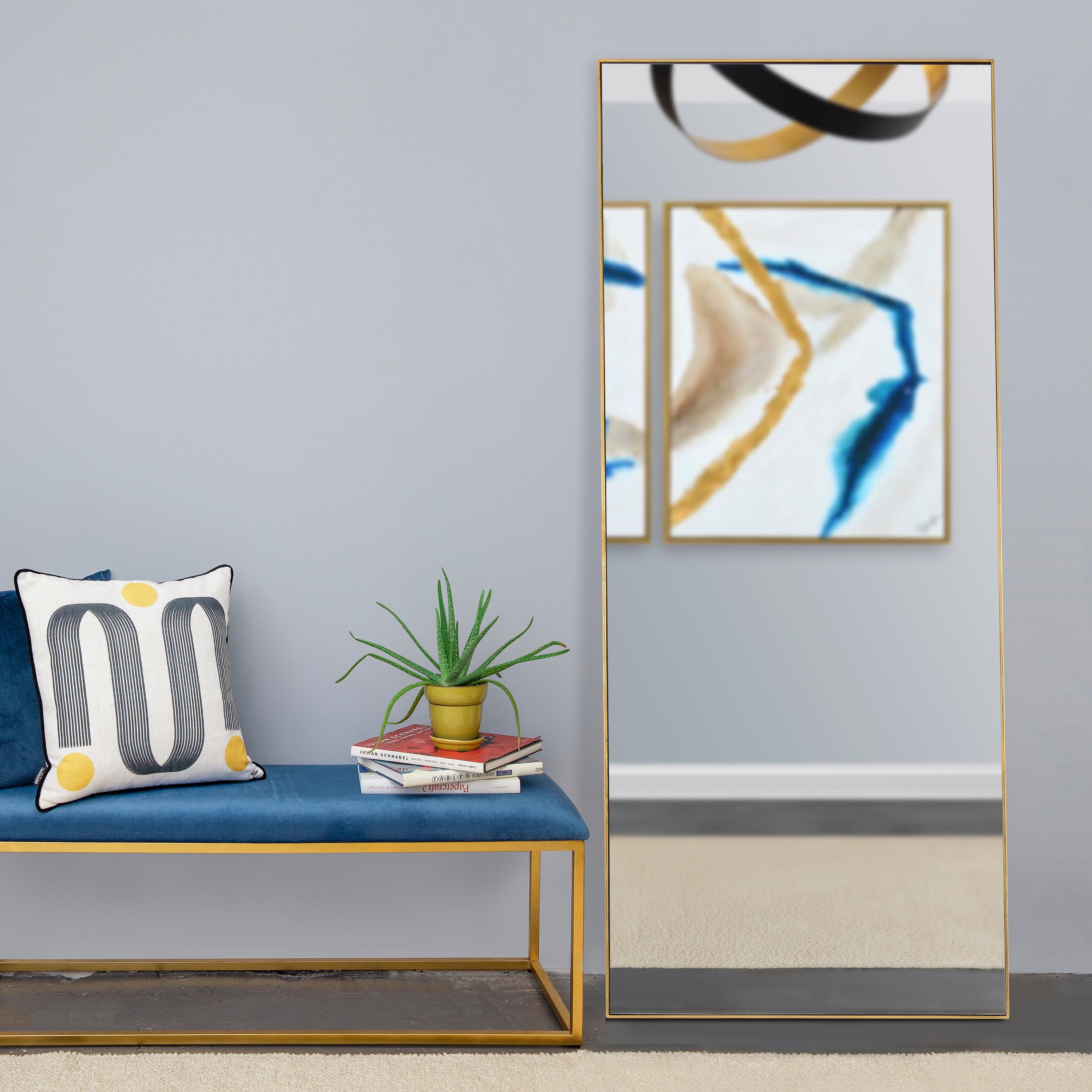 Crosland 72" Tall Rectangle Wall Mirror, Yellow - Lifestyle Image - MT2056