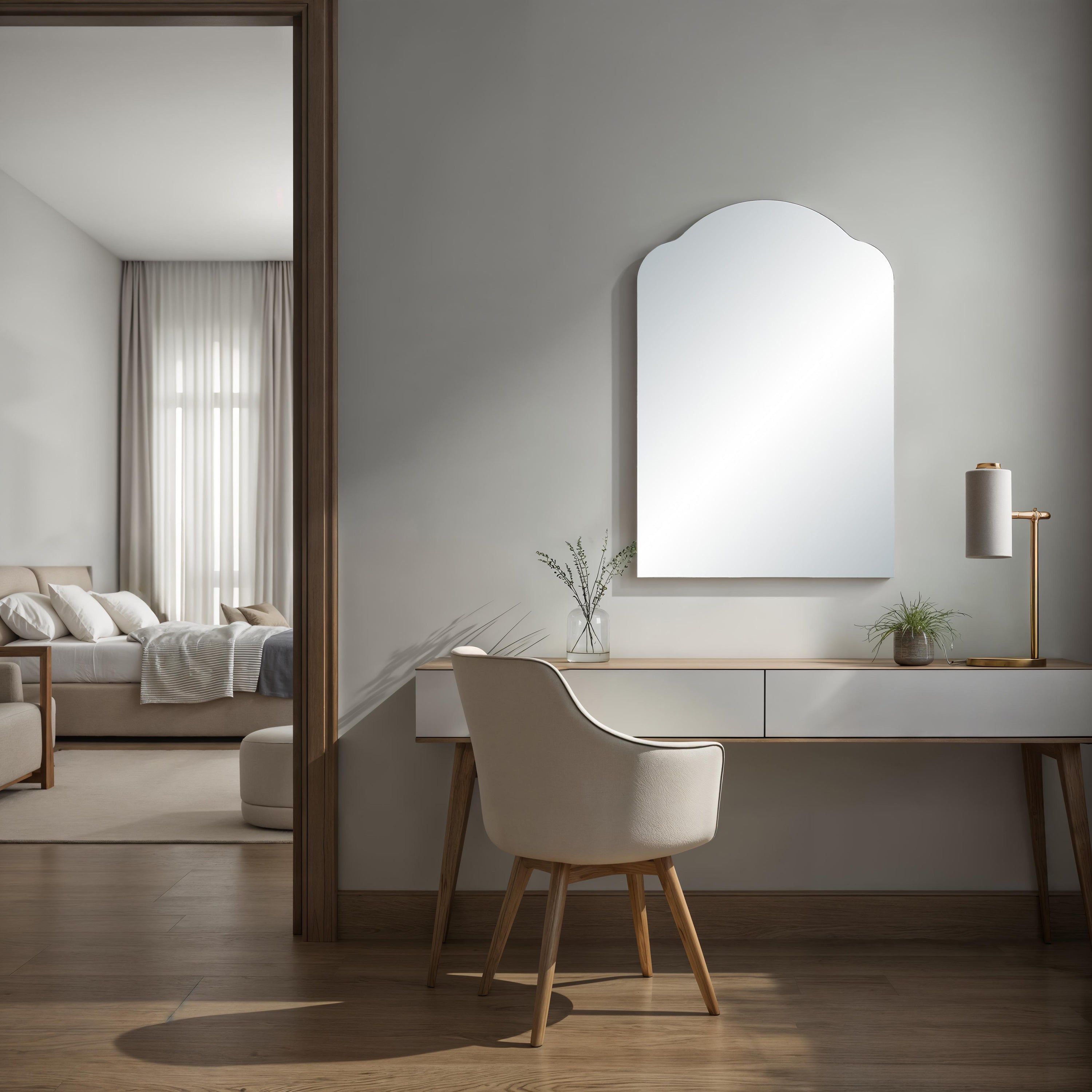 Erica 44" H x 30" W Wall Mirror, Silver - White Label Lifestyle Image - MT2749