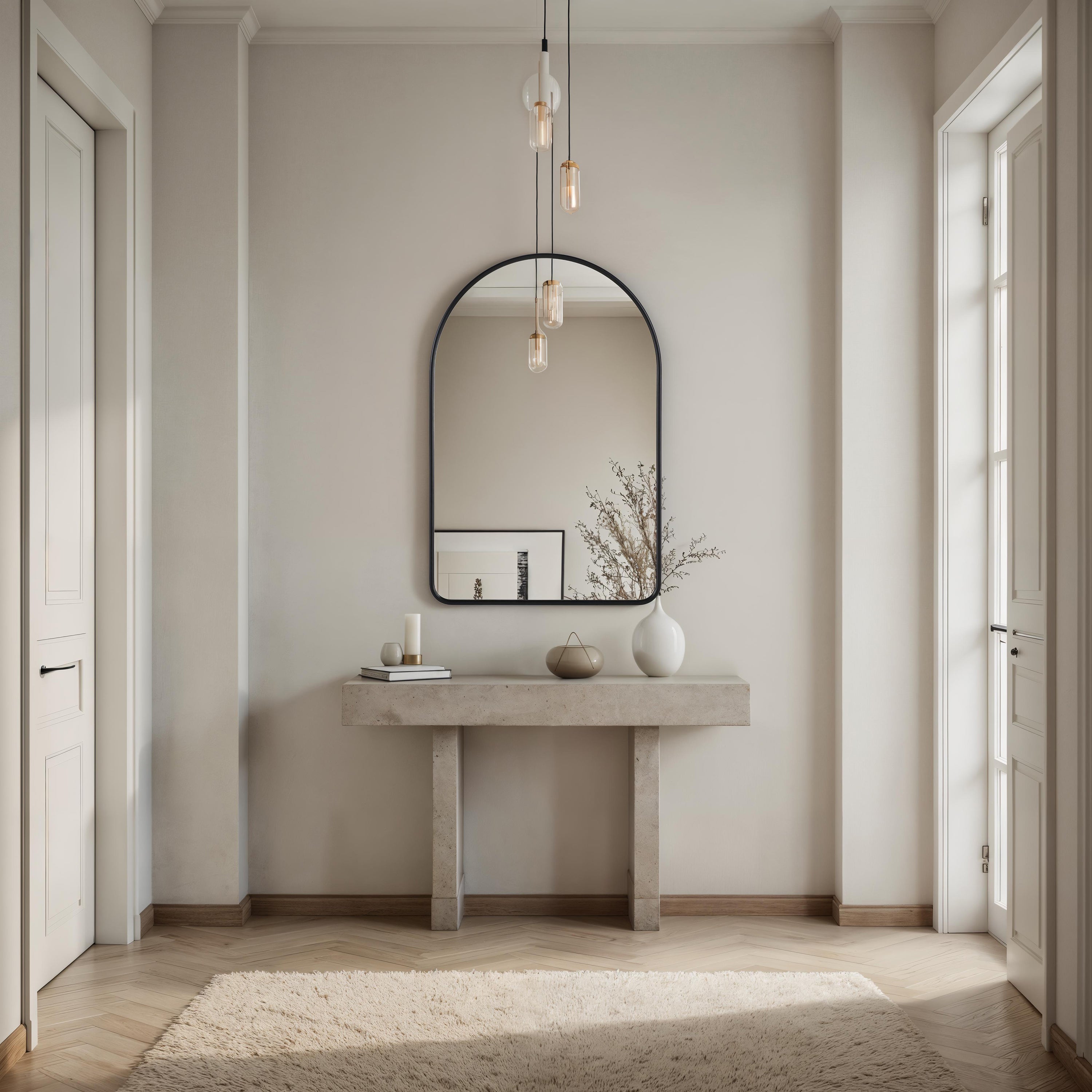 Cascais 36" H x 24" W Wall Mirror, Black - White Label Lifestyle Image - MT2726