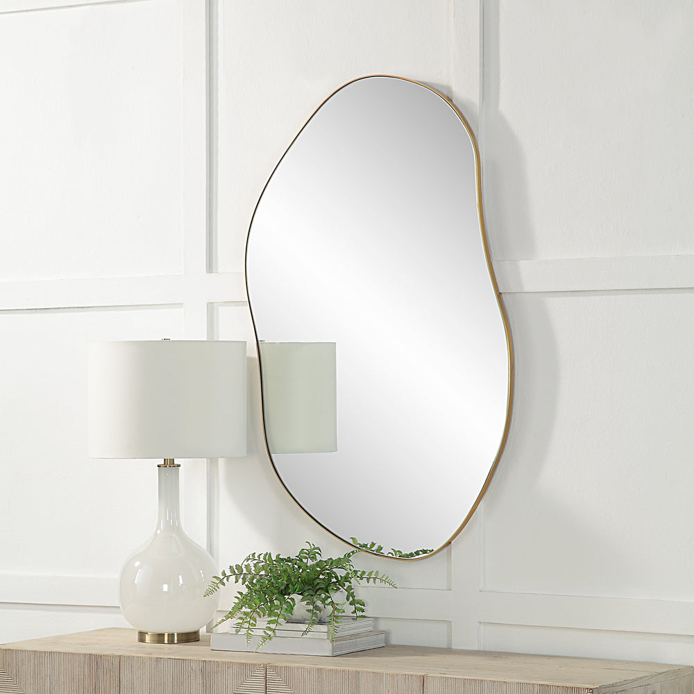 Noria 45" Tall Irregular Rectangular Oval Mirror, Burnished Brass - Lifestyle Image - MT2607