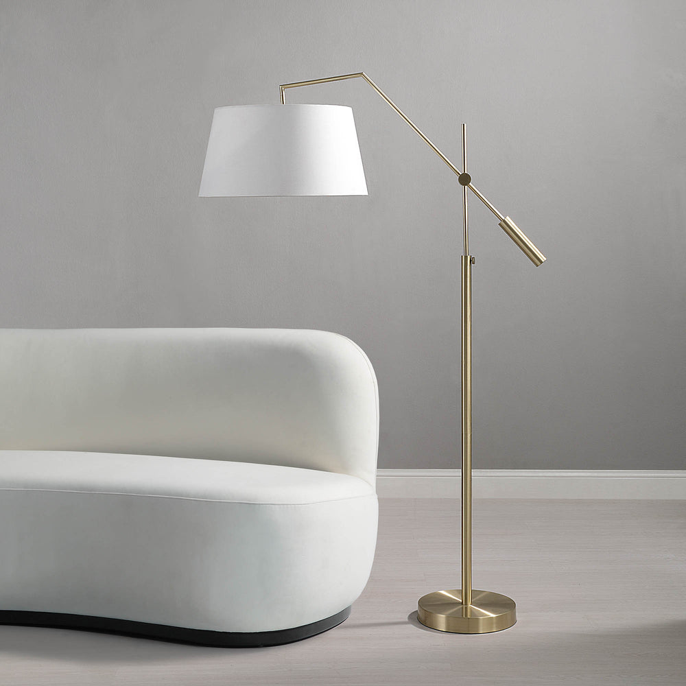 Claire 70" Length Floor Lamp, Satin Brass - Lifestyle Image - LPF3148