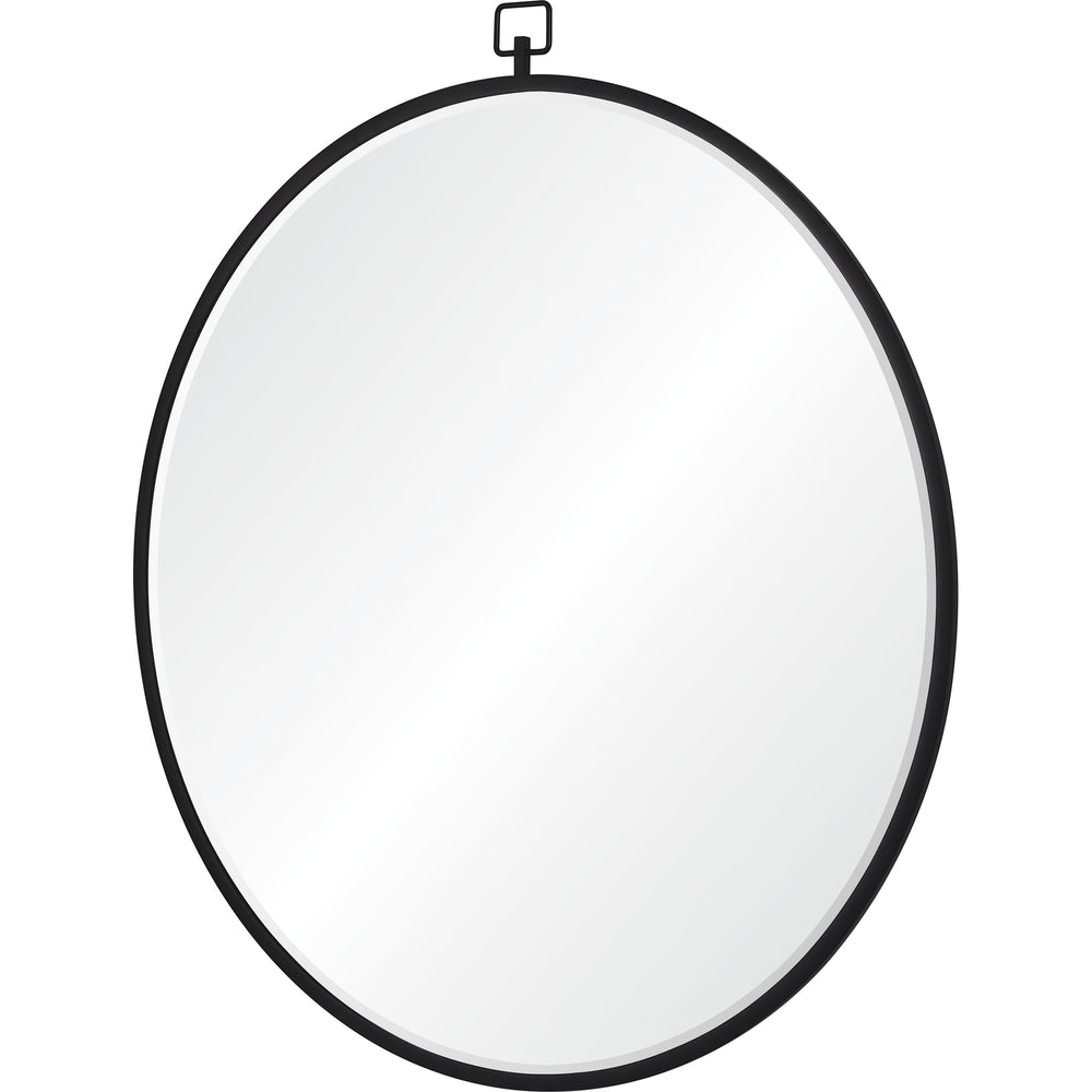 Rayden 38.5" Tall Round Wall Mirror, Black - Angle Image - MT2463