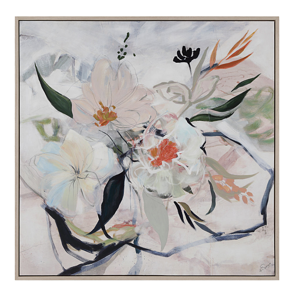 Daye 50" Wide Canvas Art with Wood Frame, Cream - Main Image - OL2147