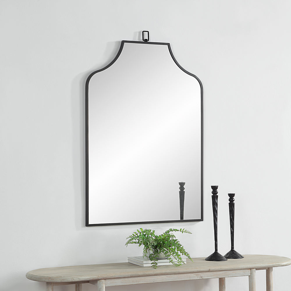 Breda 45" Tall Recatangular Arch Mirror, Matte Black - Lifestyle Image - MT2639