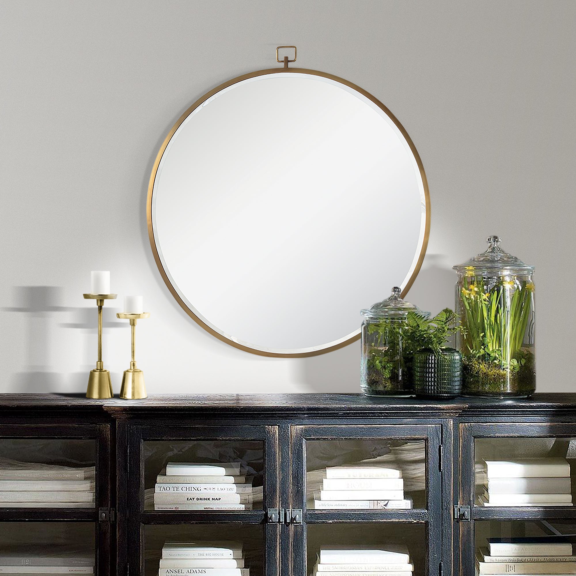 Azam 34" Tall Round Wall Mirror, Yellow - Lifestyle Image - MT2356