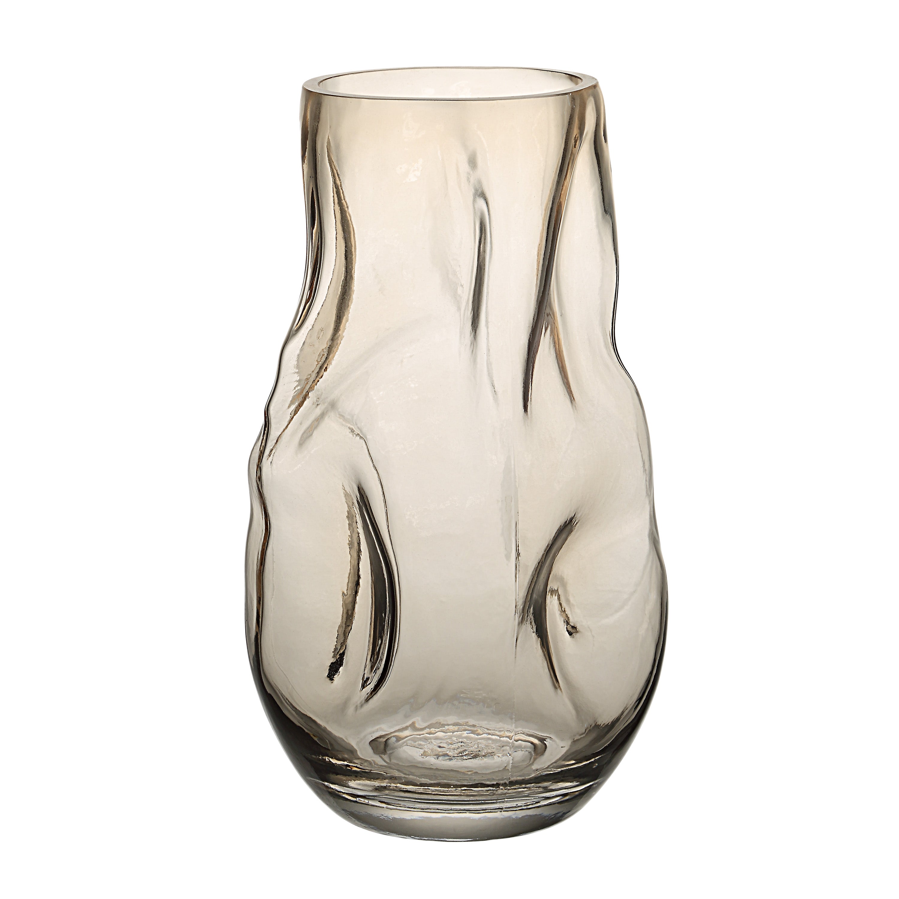 Tawny Indoor Mouth Blown Glass Glass Vase, Beige - Angle Image - VAS284