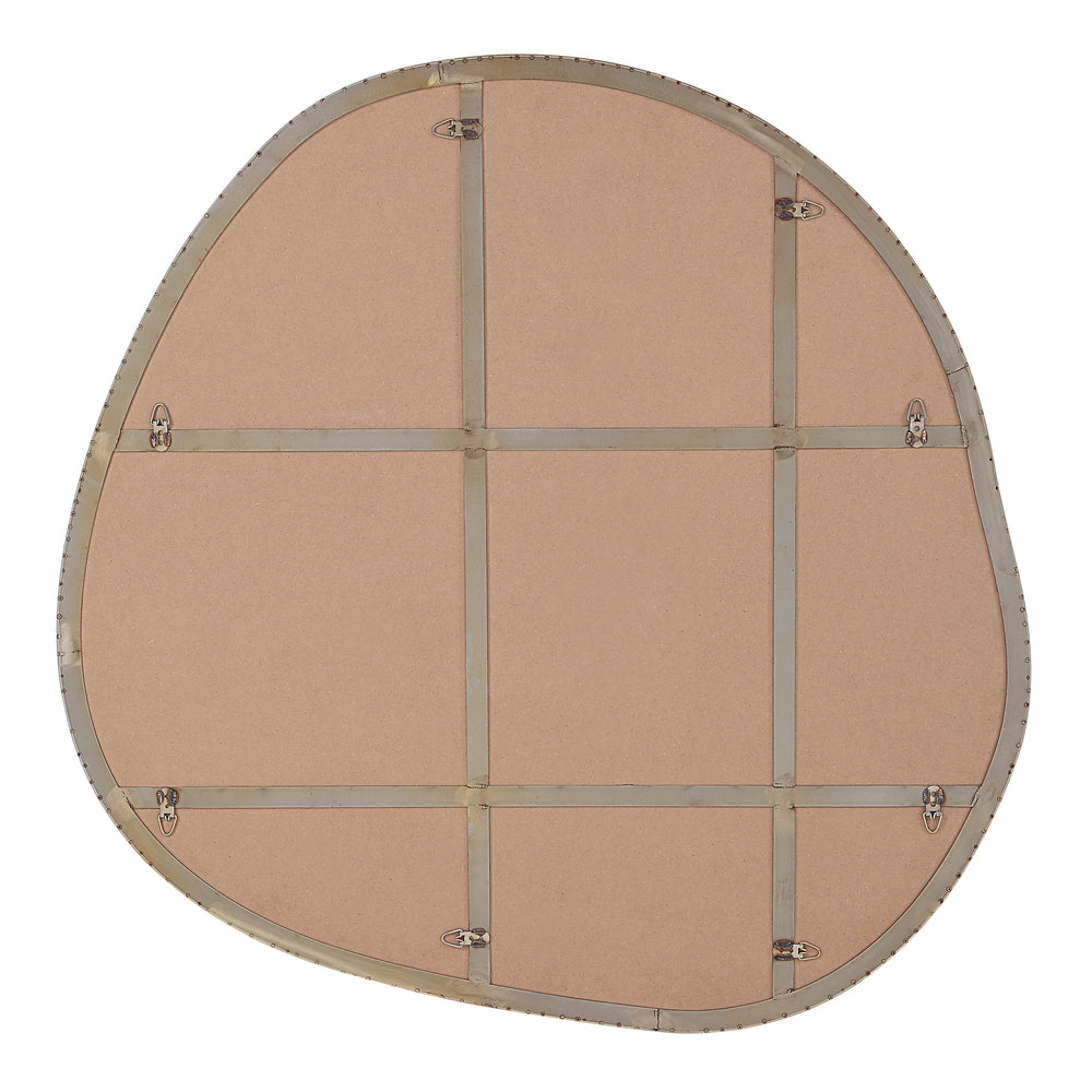 Peony 45" Tall Irregular Round Mirror, Burnished Brass - Backing Image - MT2605
