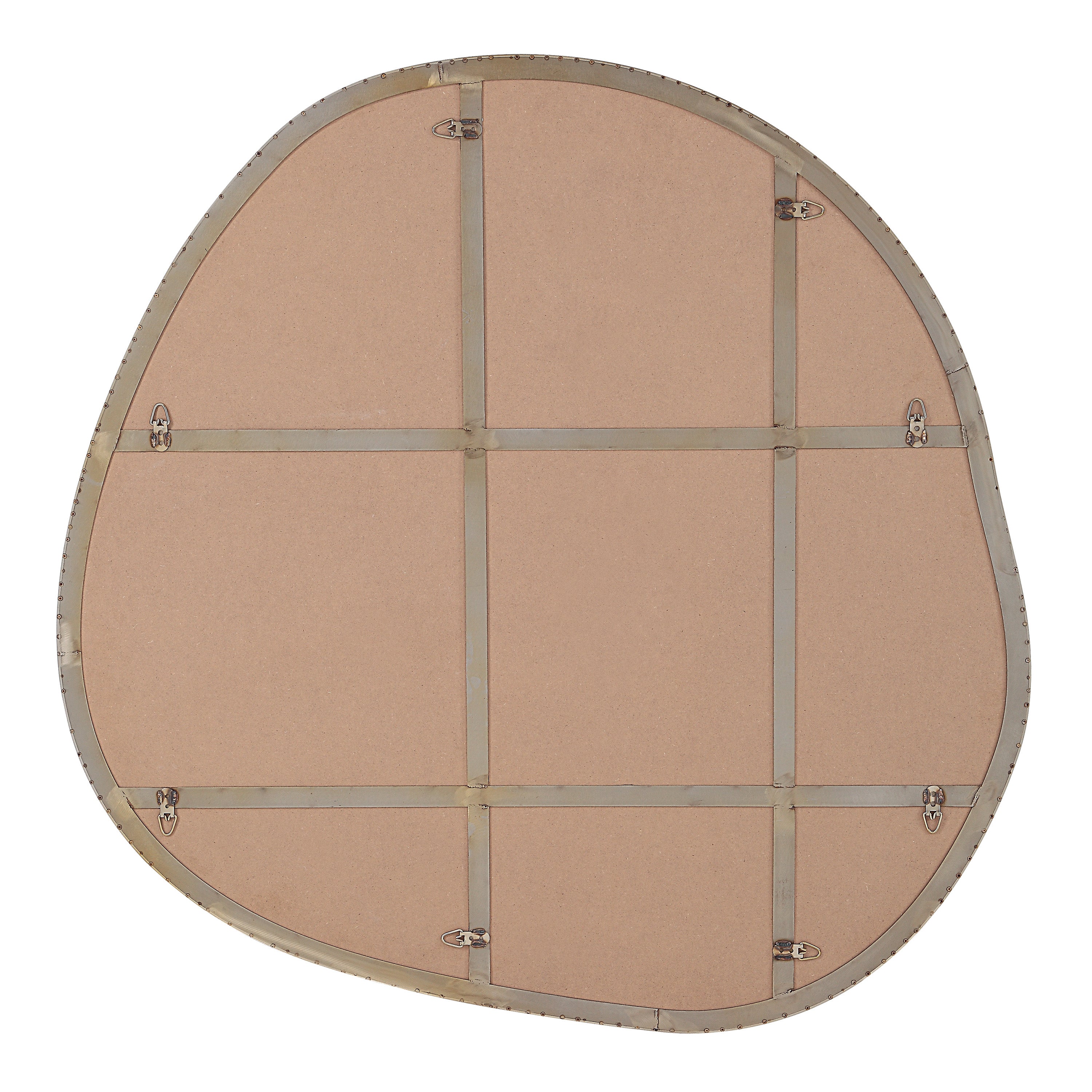 Peony 45" Tall Irregular Round Mirror, Burnished Brass - Backing Image - MT2605