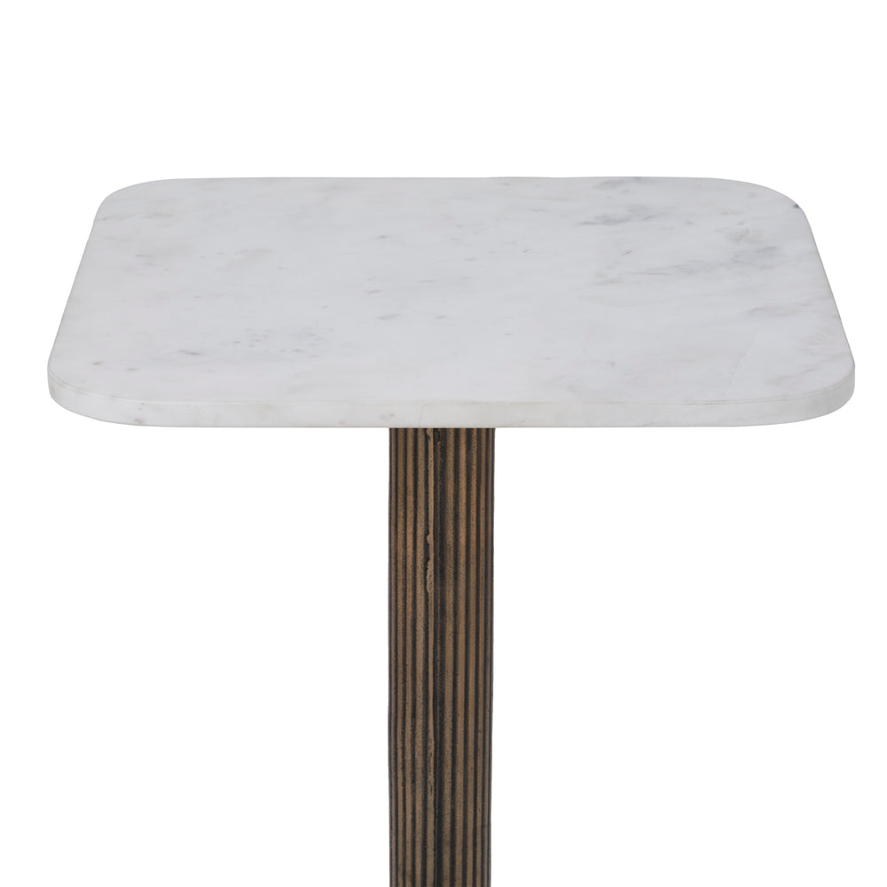 Allard Indoor Cast Aluminum Side Table, Antique Brass - Angle Image - TA467