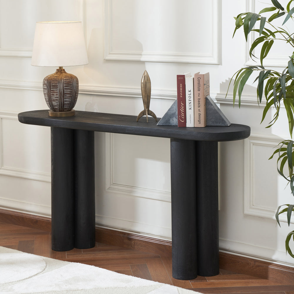Dayna Indoor Mango Wood Console Table, Black - Lifestyle Image - TA492
