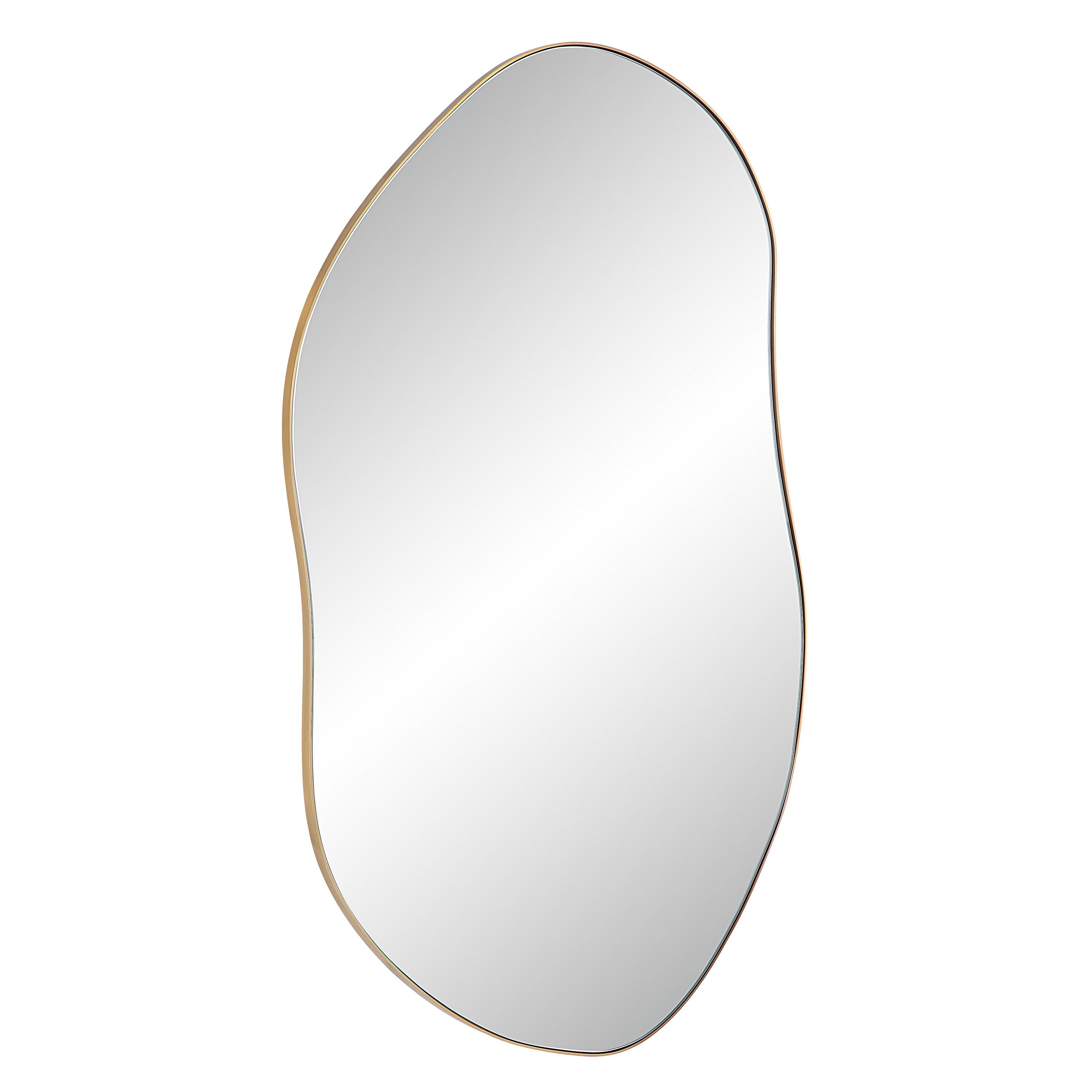 Noria 45" Tall Irregular Rectangular Oval Mirror, Burnished Brass - Angle Image - MT2607