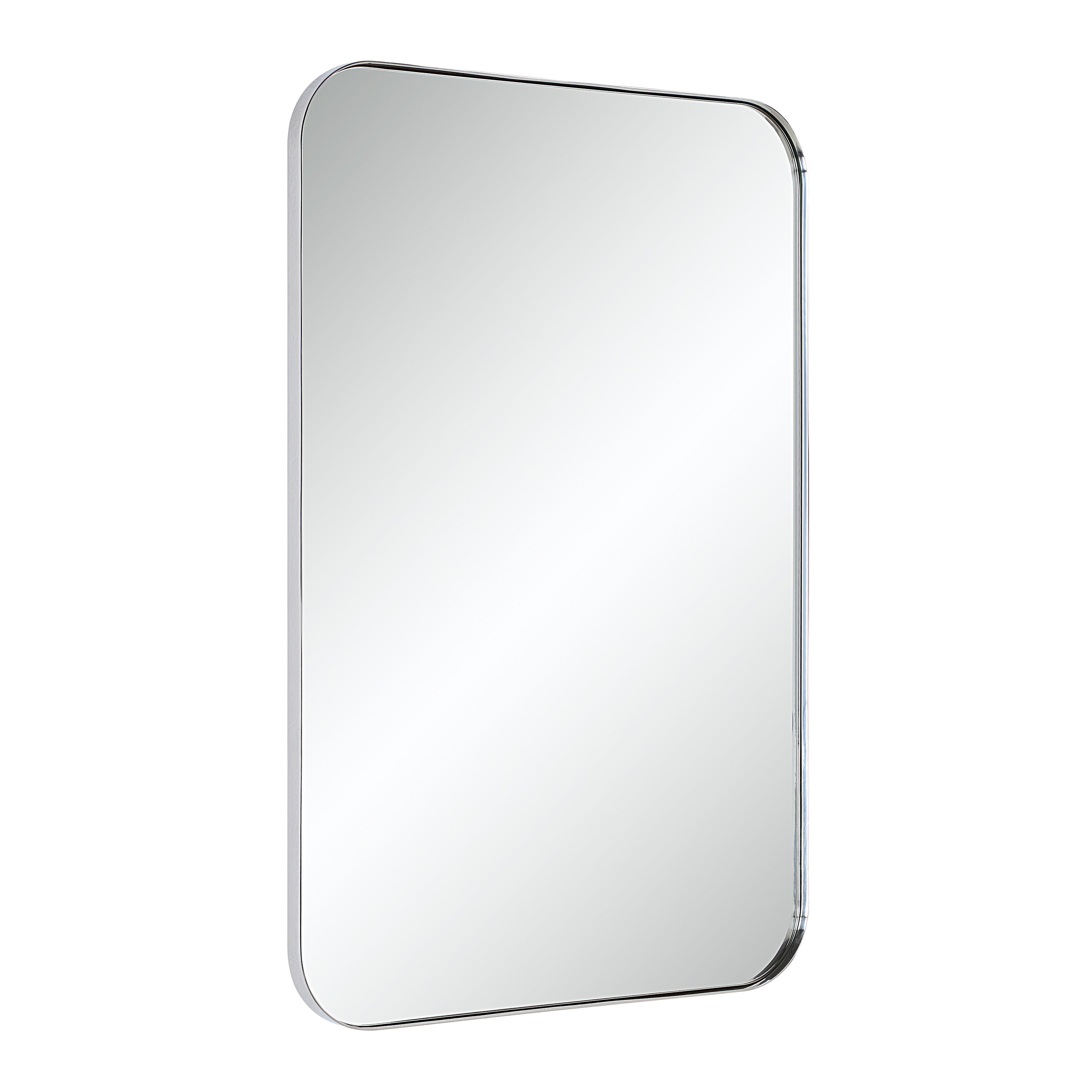 Louvas 36" H x 24" W Wall Mirror, Grey - Angle Image - MT2692