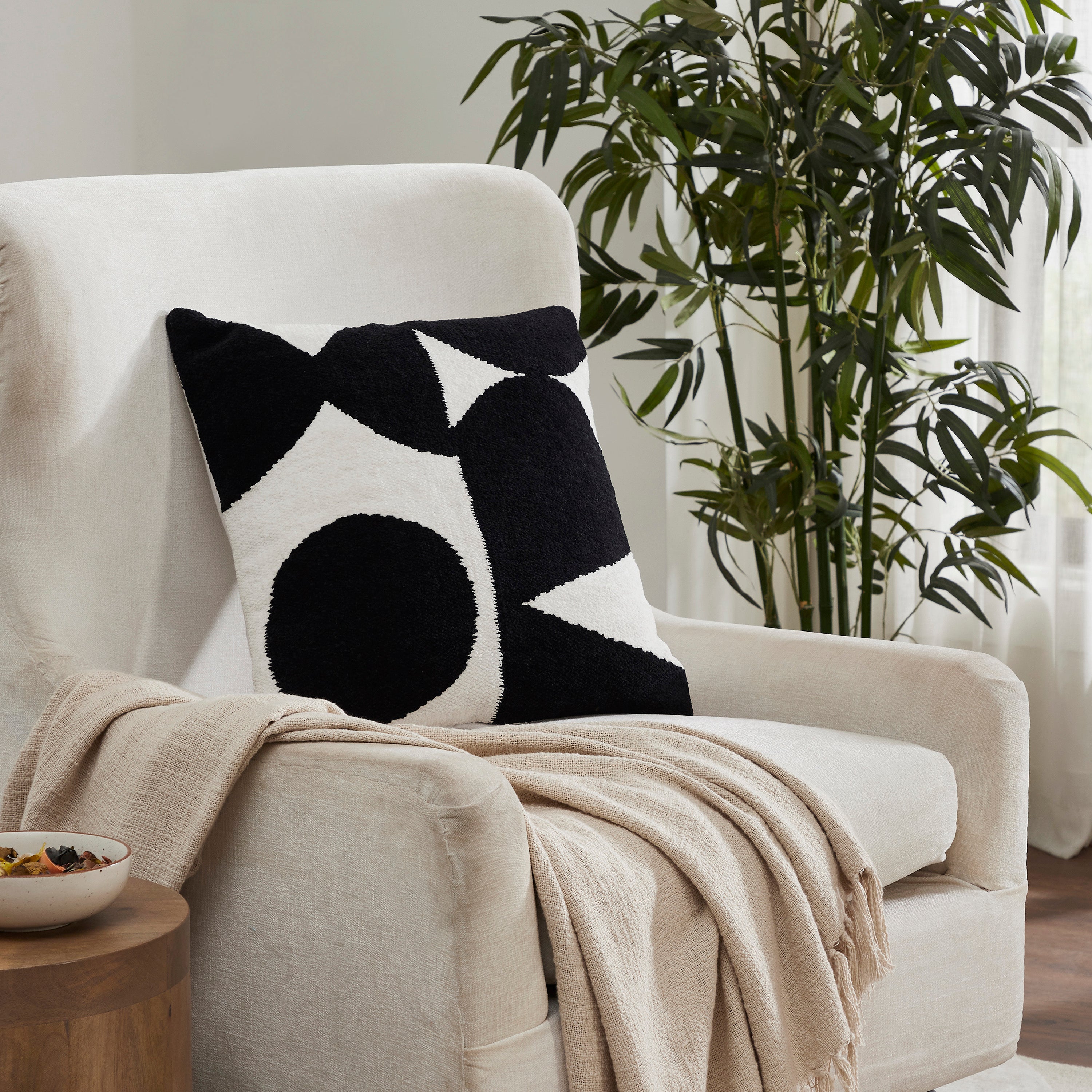 Mauro 20X20 Indoor Pillow, Black - Lifestyle Image - PWFL1467