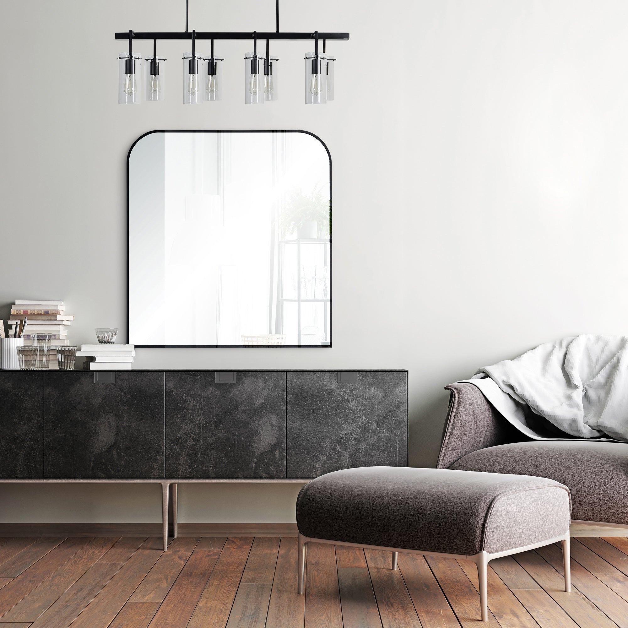 Luka 40" Tall Irregular Wall Mirror, Black - Lifestyle Image - MT2382