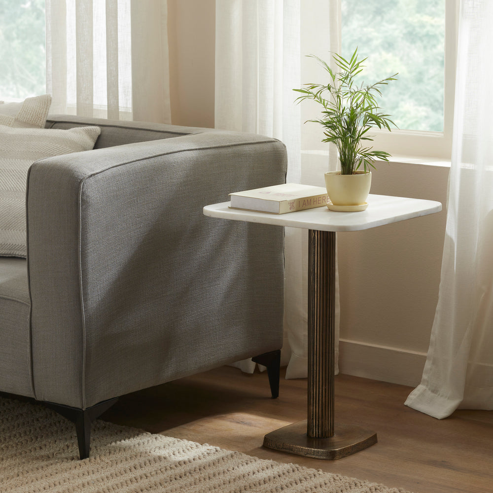Allard Indoor Cast Aluminum Side Table, Antique Brass - Lifestyle Image - TA467