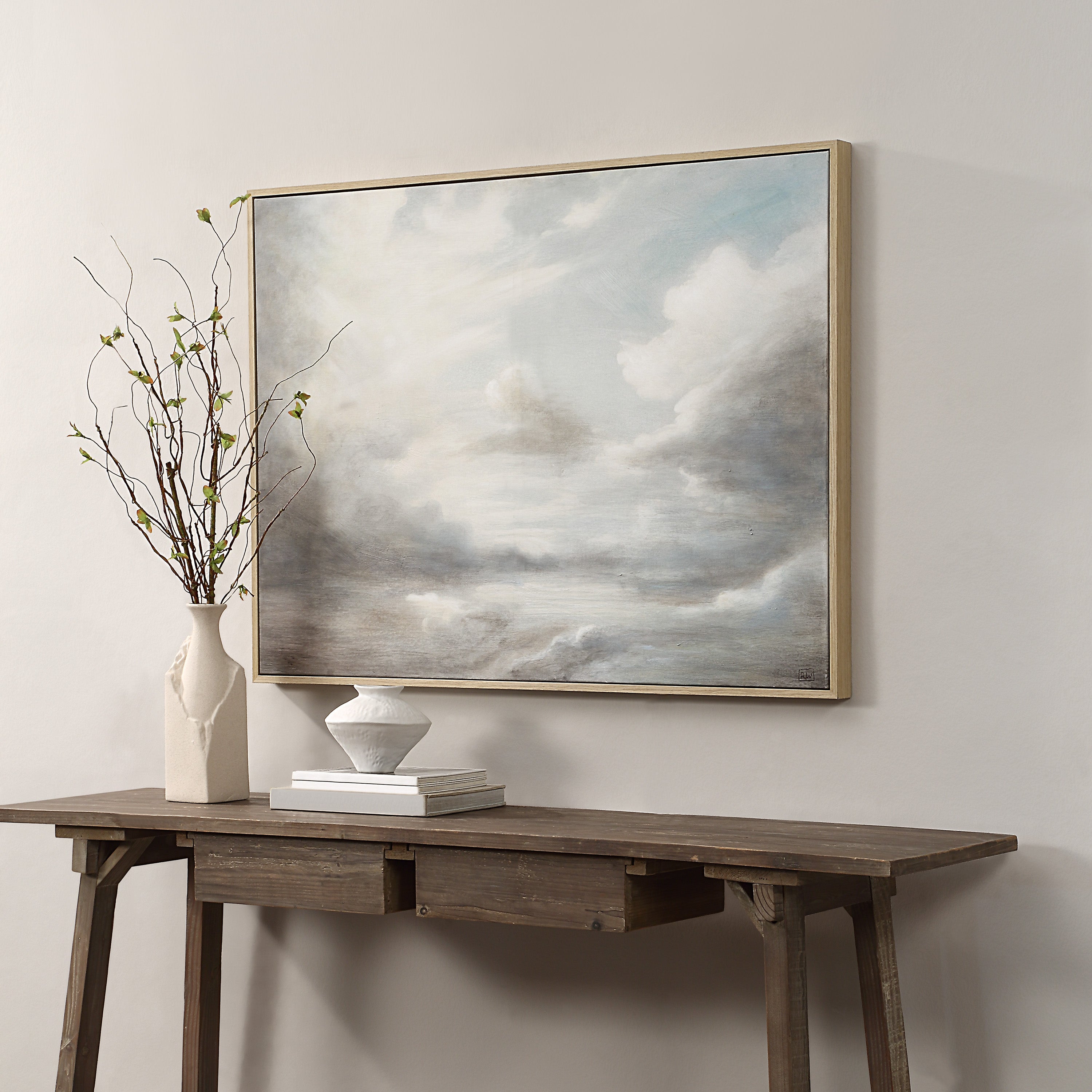 Anse 36" H x 48" W Canvas Art, White - Lifestyle Image - OL2194