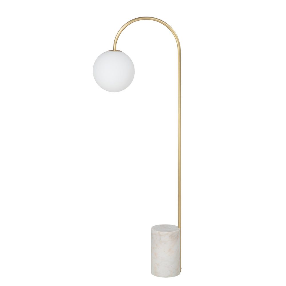 Merlot 62" Tall Satin Brass Floor Lamp with Globe Glass Shade - Additional Image 2 - LPF3151