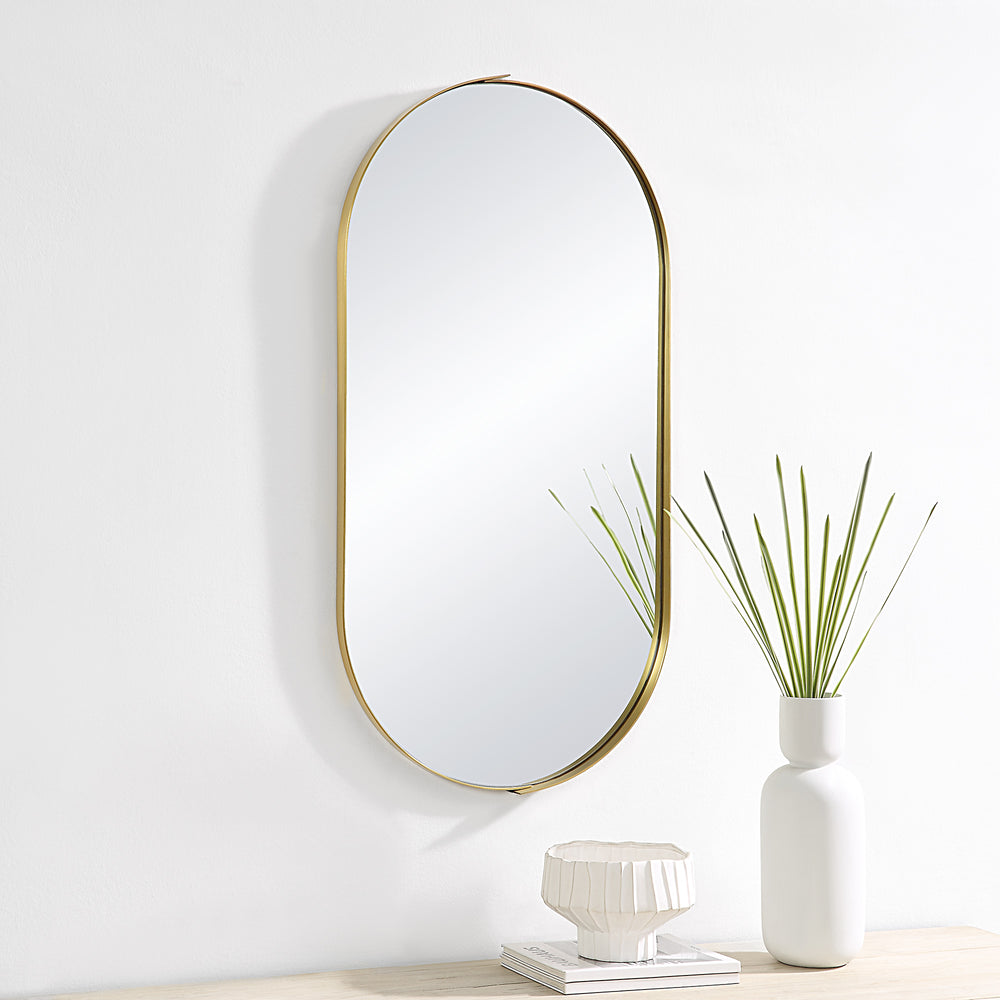 Aleah 40" Tall Oval Wall Mirror, Yellow - Lifestyle Image - MT2537