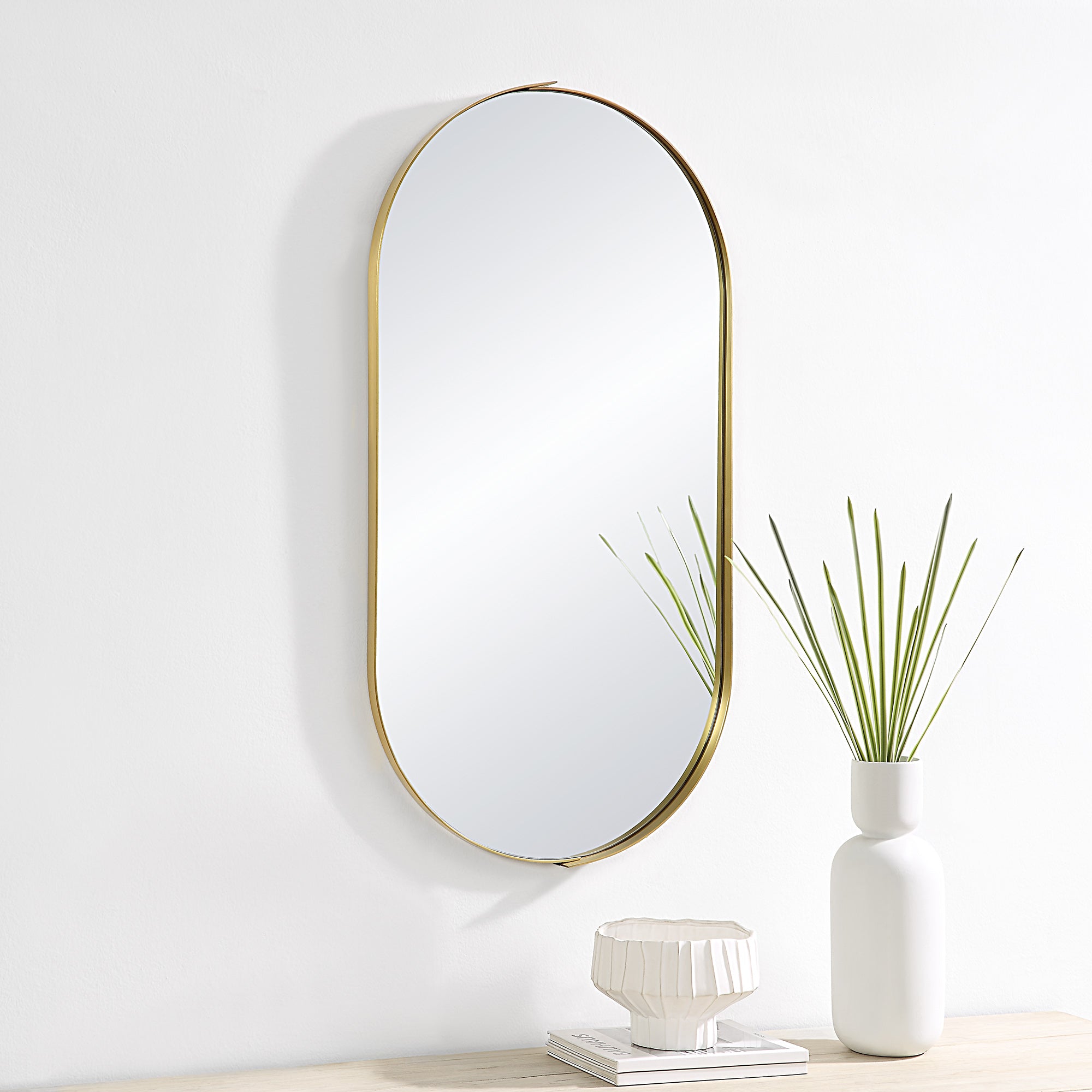 Aleah 40" Tall Oval Wall Mirror, Yellow - Lifestyle Image - MT2537