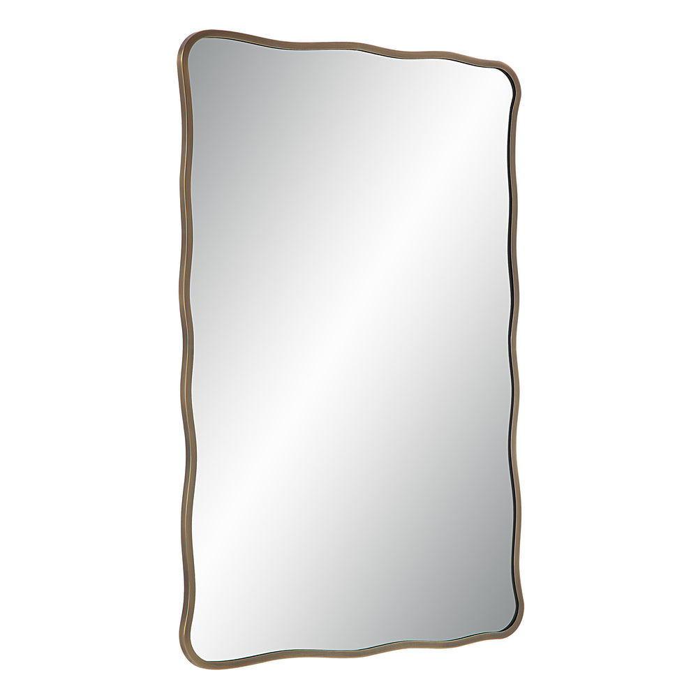 Basel 36" Tall Rectangular Irregular Mirror, Antique Brushed Brass - Angle Image - MT2635