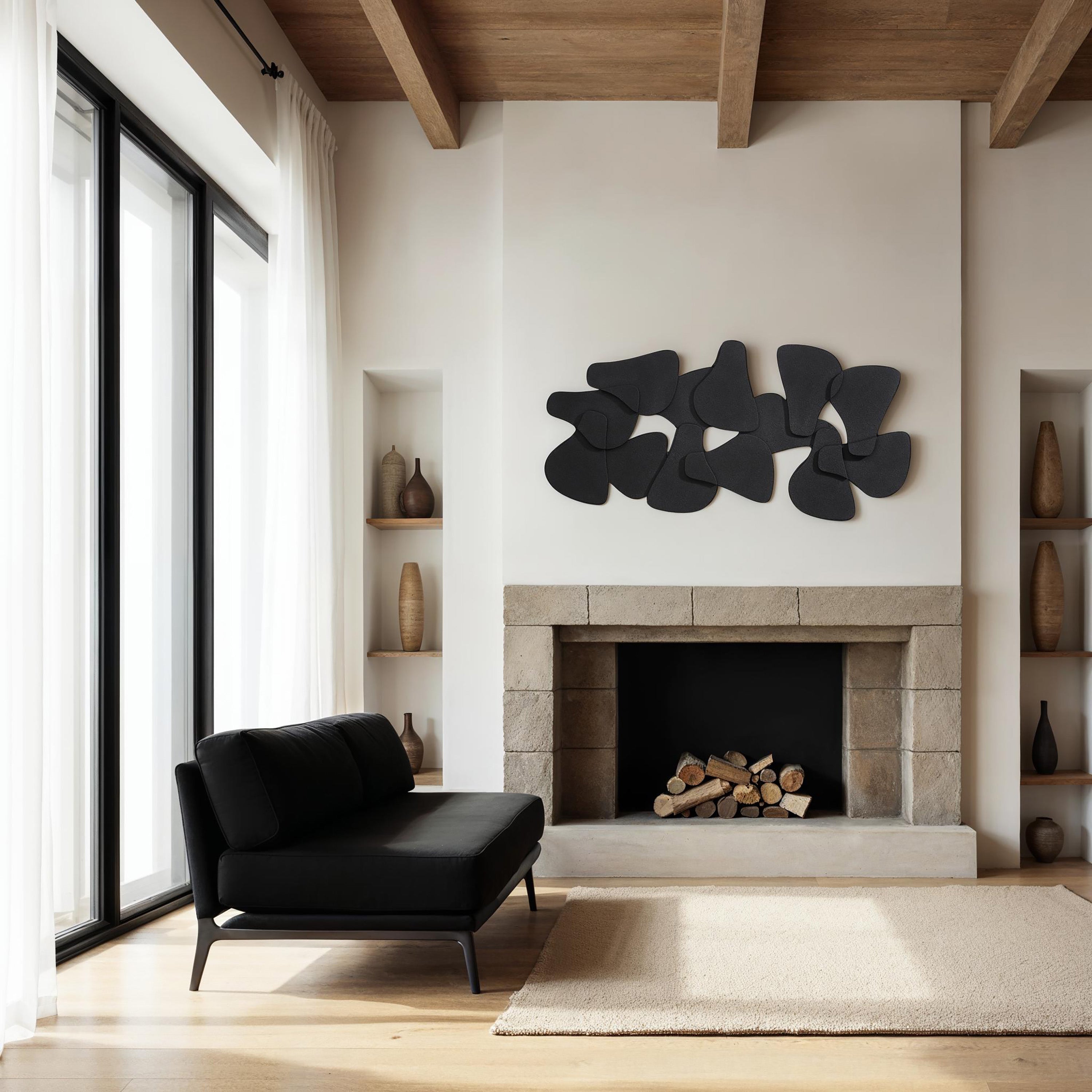Scorpio 65" Wide Wall Decor, Texture Matte Black - Lifestyle Image - W6770