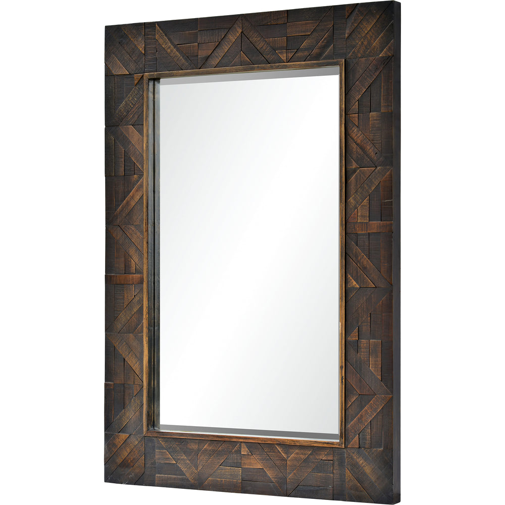 Madden 42" Tall Rectangle Wall Mirror, Brown - Angle Image - MT2201